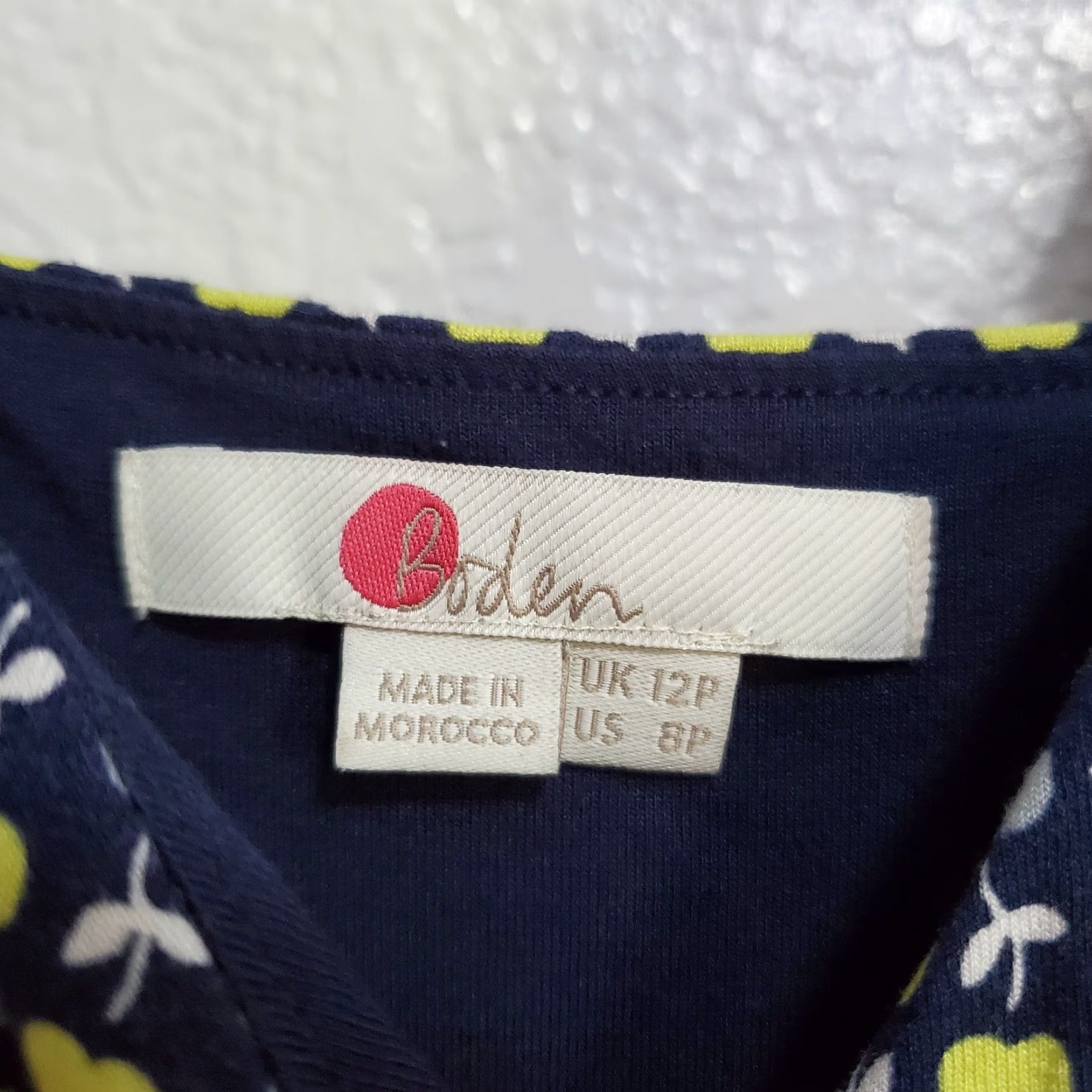 Boden Boden Willa Jersey Dress Womens 8P Blue Apple Print Sleeveless Faux Wrap Casual Size M / US 6-8 / IT 42-44 - 3 Thumbnail
