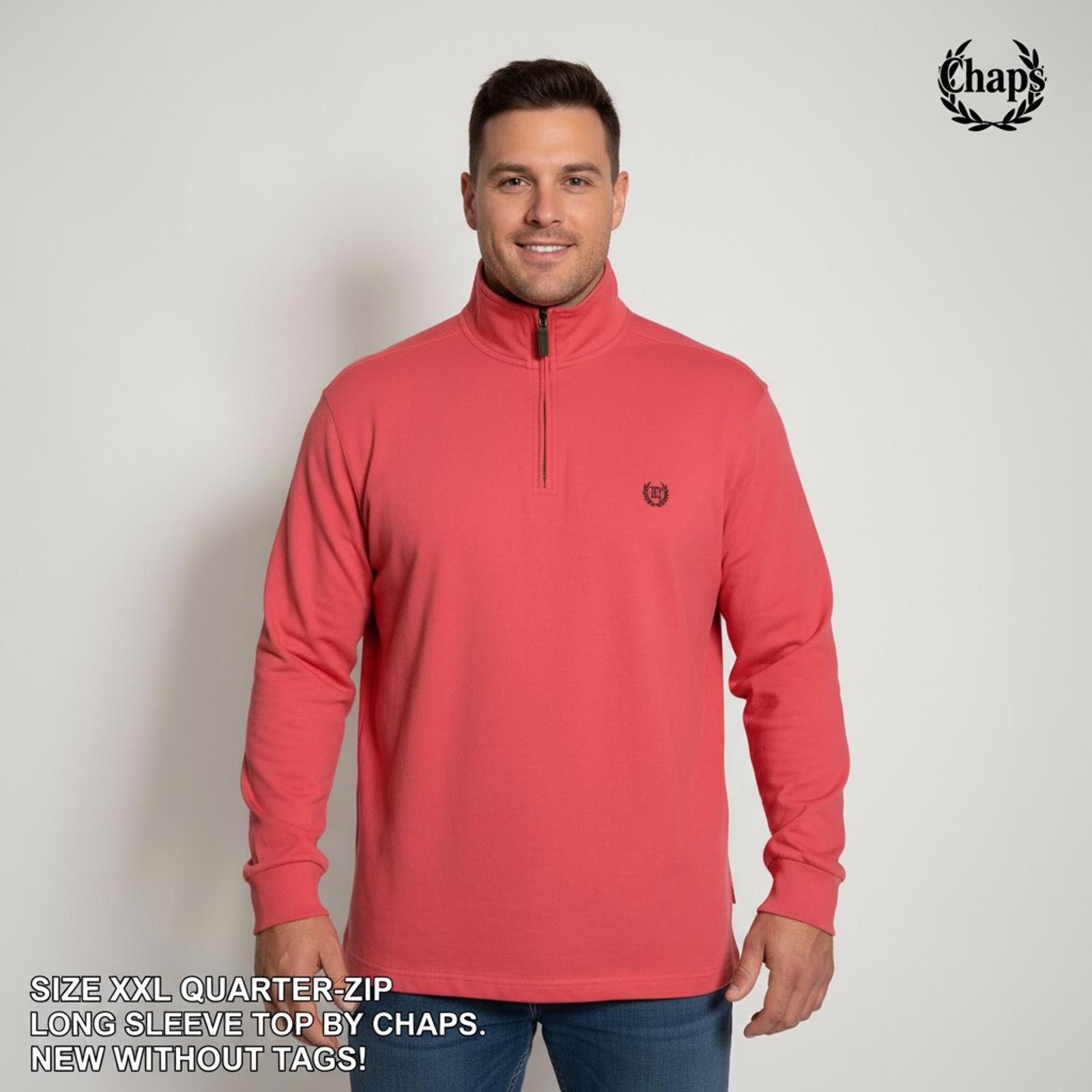 Chaps Chaps Men's XXL Quarter-Zip Long Sleeve Top Coral Red Size US XXL / EU 58 / 5 - 1 Thumbnail