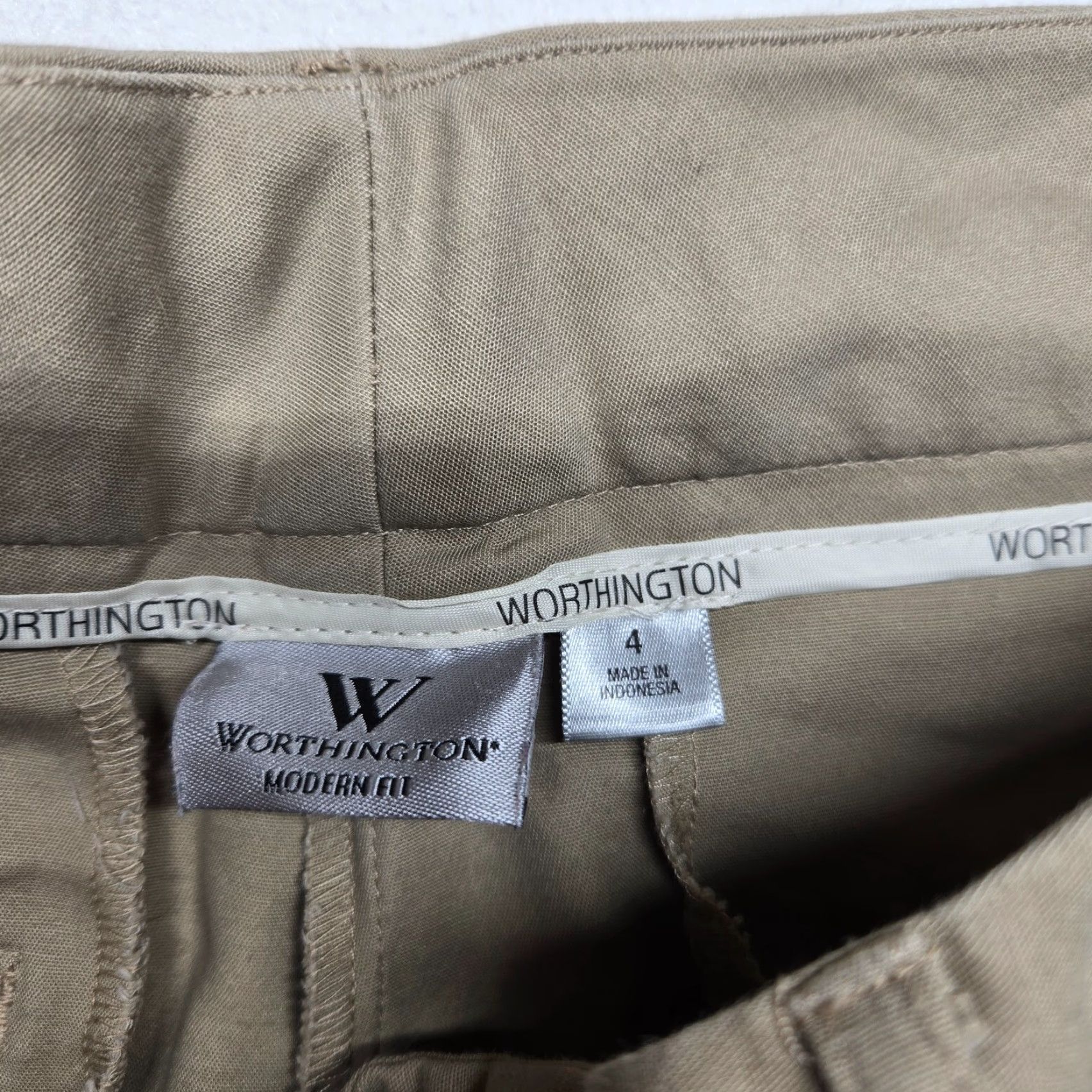 Worthington Worthington Modern Pants Tan Beige Womens Size 4 Dress Slacks Everyday Pockets Regular Front Flat Front Size 27" / US 4 / IT 40 - 3 Thumbnail