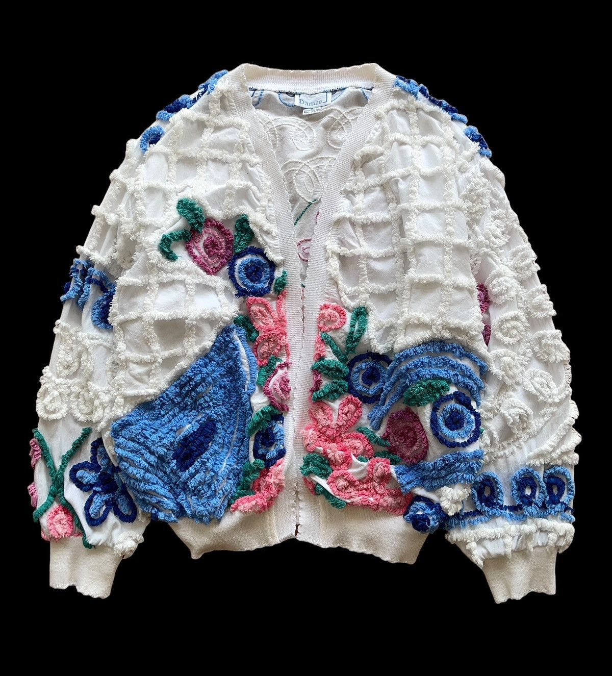 Vintage Vintage Damze Handcrafted California 3D Abstract Cardigan Size XL / US 12-14 / IT 48-50 - 1 Thumbnail