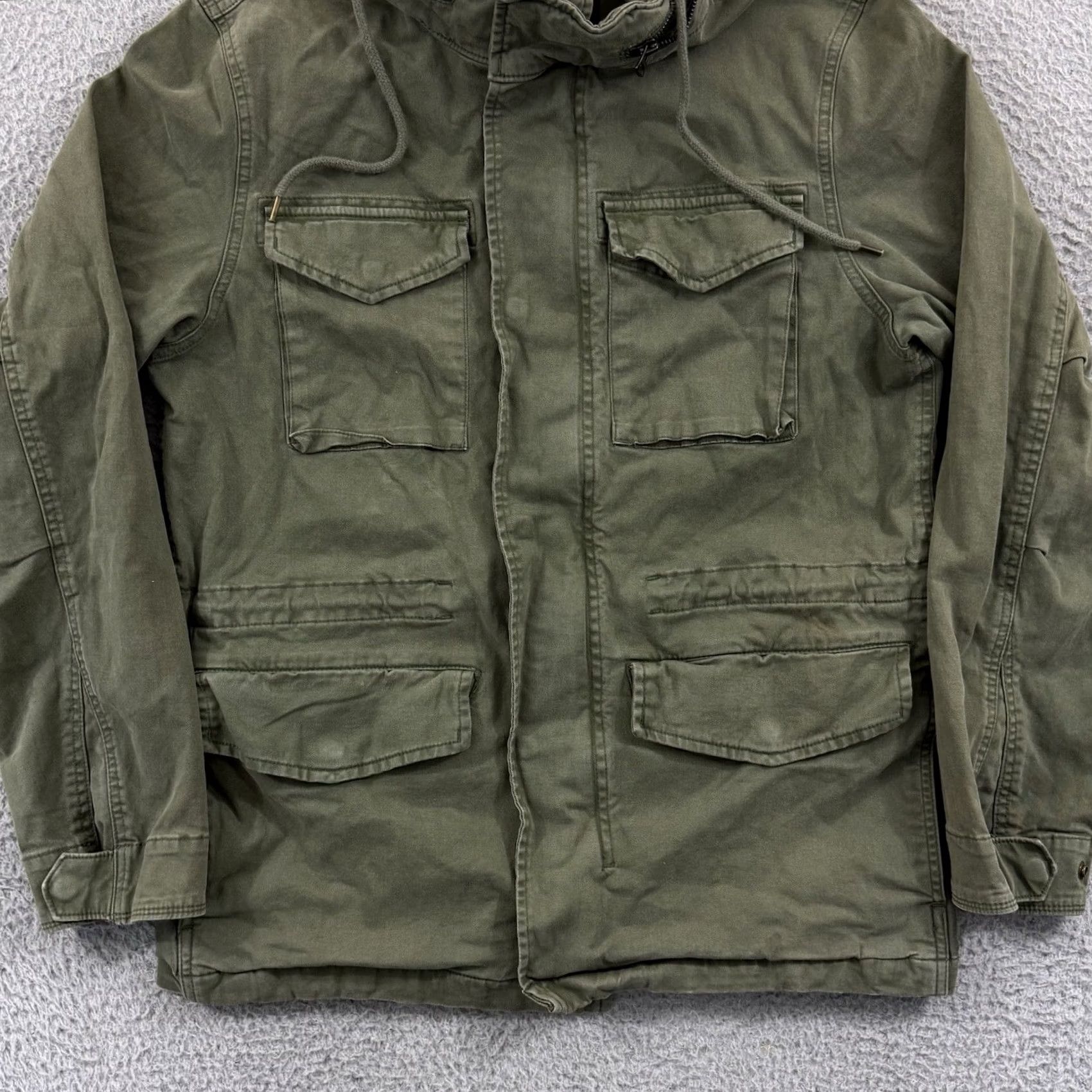 Old Navy VINTAGE Old Navy Jacket Womens Medium Green Zip Snap Hooded Utility Military Y2K Size M / US 6-8 / IT 42-44 - 2 Thumbnail