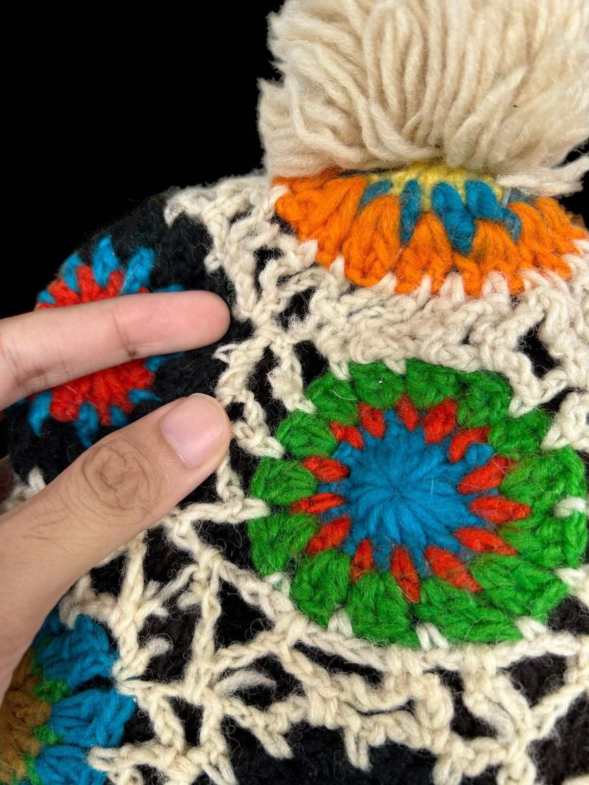 Japanese Brand × Kapital × Vintage Rare Hippies Style Crochet knitted Distressed Beanie Hat ☠️🌈☠️ Size ONE SIZE - 12 Thumbnail