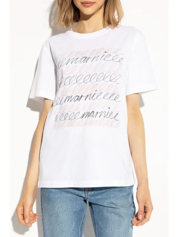 Marni o1w1db11125 Logo-Print T-Shirt in White Size M / US 6-8 / IT 42-44 - 2 Thumbnail