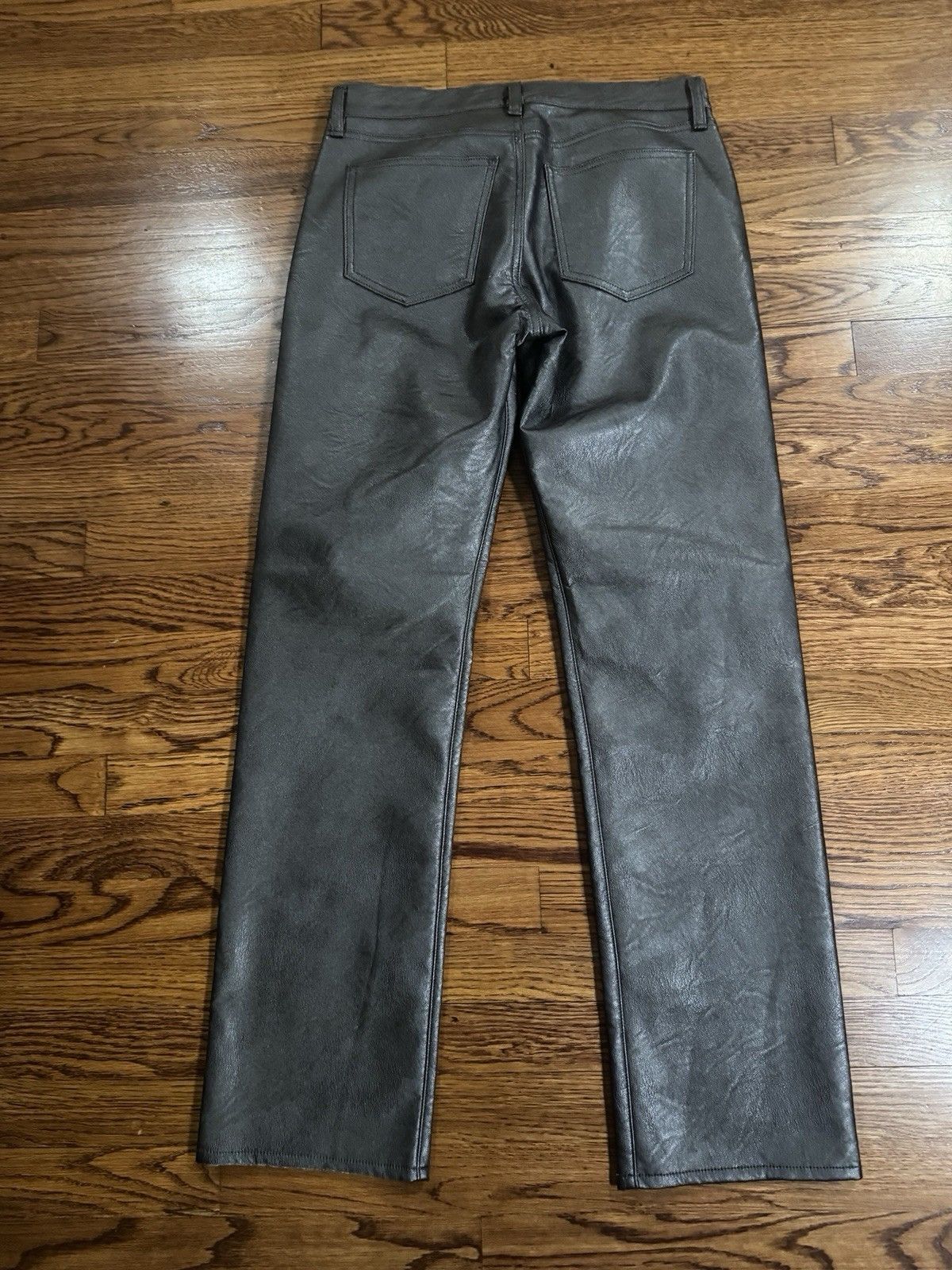 Agolde Women’s AGOLDE Black Leather Straight Leg Jeans Size 27 Size 27" / US 4 / IT 40 - 3 Thumbnail