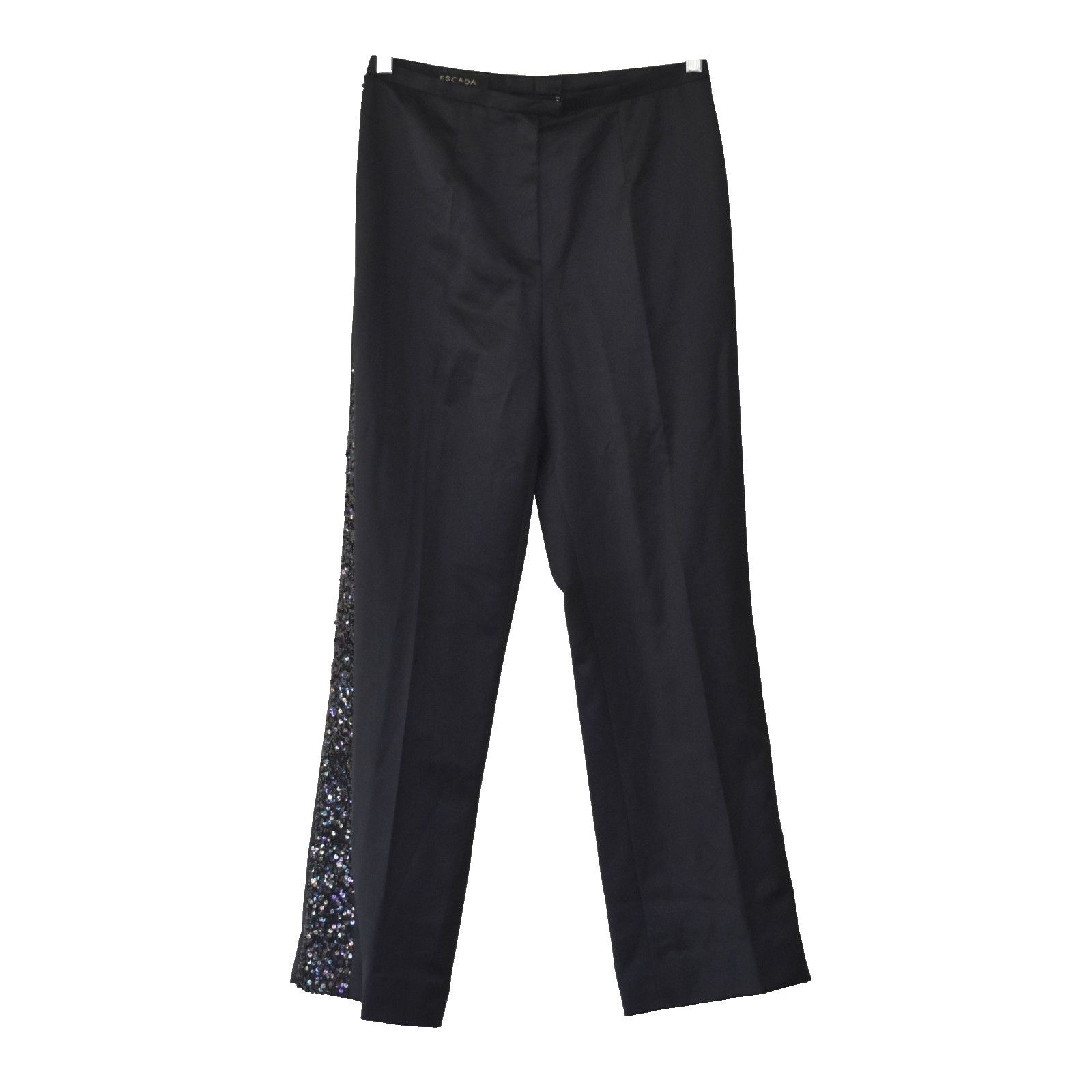 Escada ESCADA Black Wool/Mohair Sequin Striped Sides Trousers Sz 38 Size 29" - 1 Thumbnail