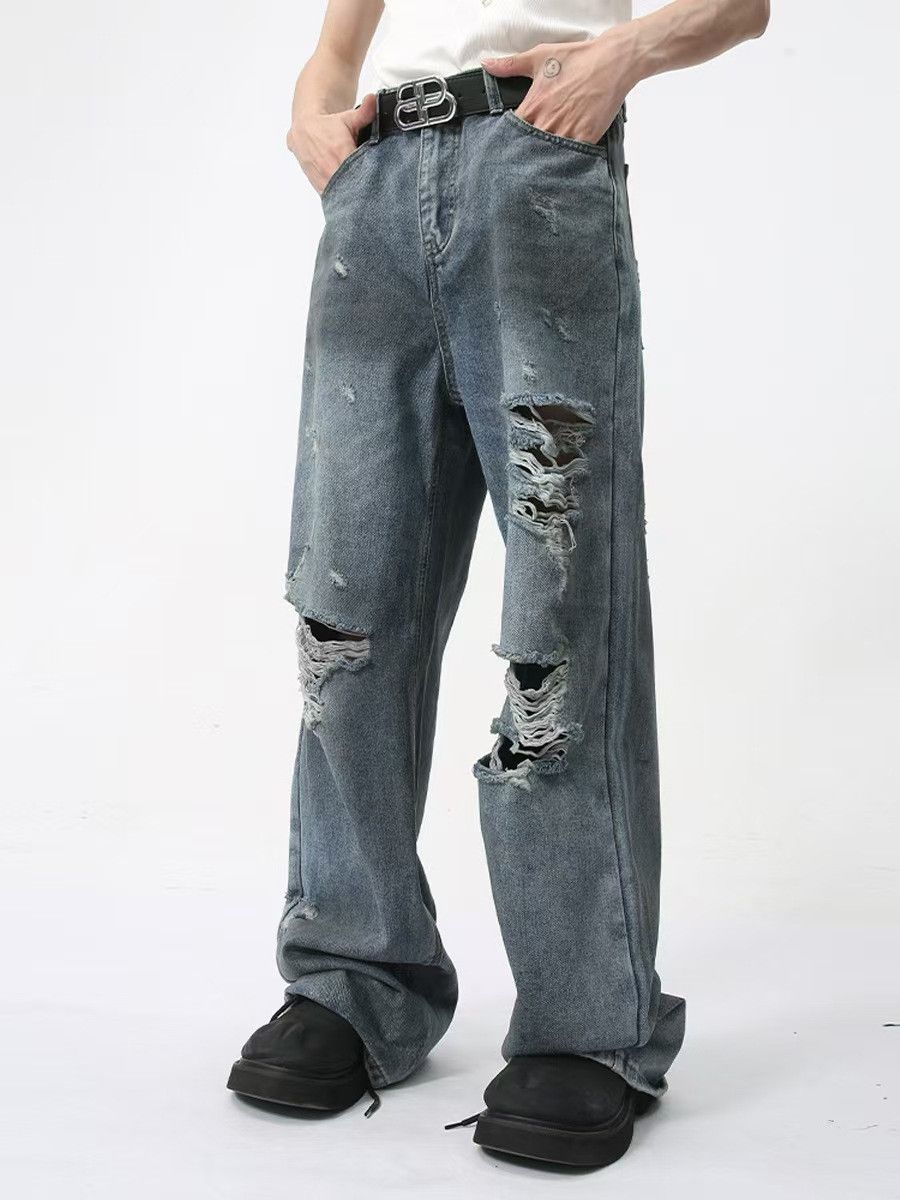 Japanese Brand × Vintage Washed and worn hip-hop ripped baggy jeans Size US 30 / EU 46 - 6 Thumbnail
