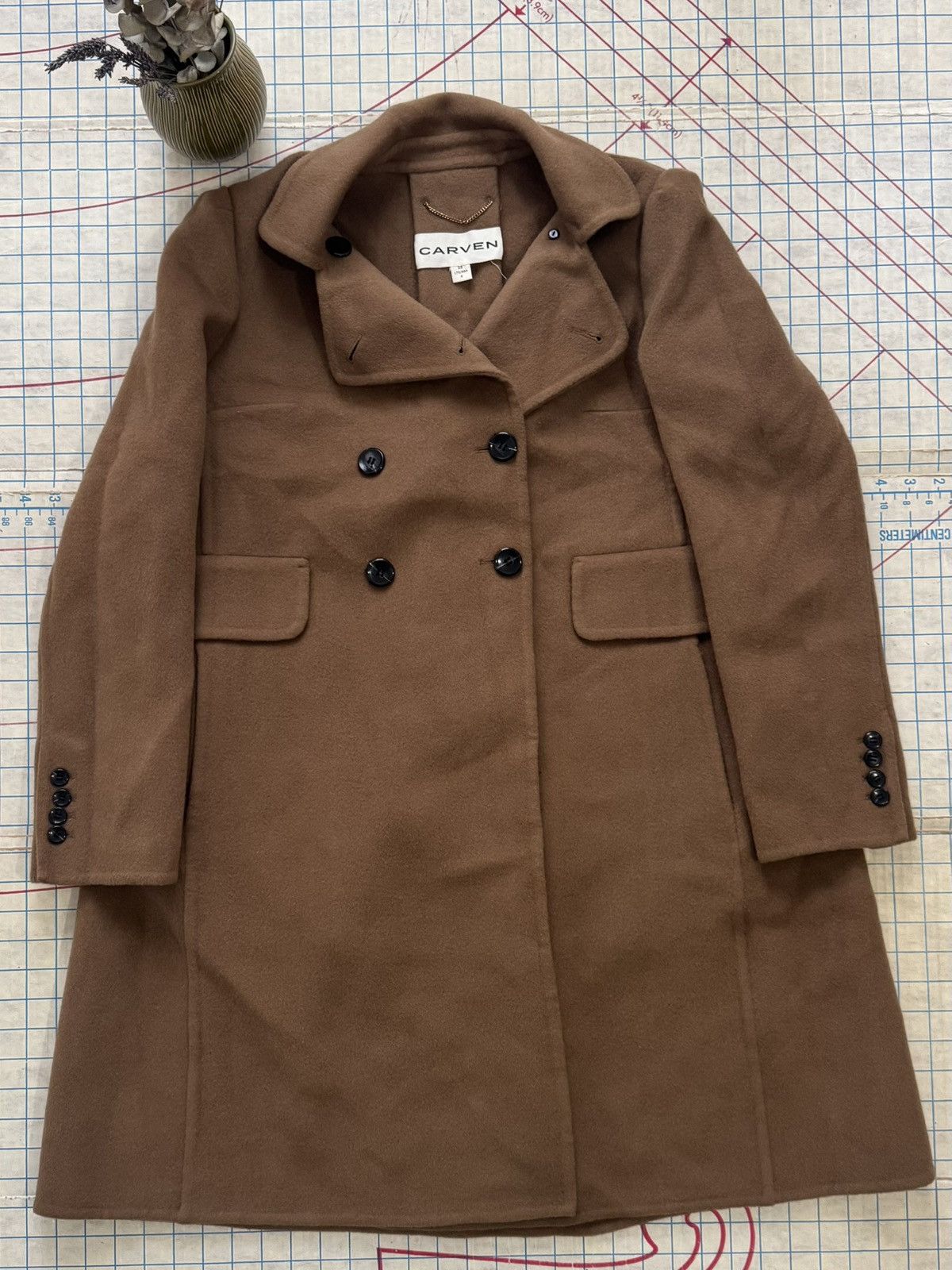 Carven × Designer Carven Women’s Wool Long Coat Brown Size 38 Size S / US 4 / IT 40 - 2 Thumbnail