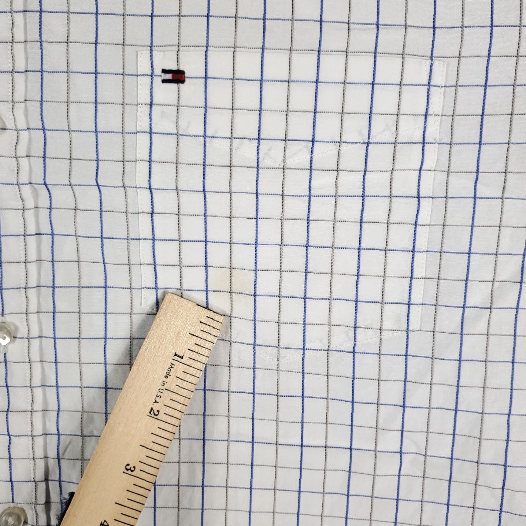 Tommy Hilfiger Tommy Hilfiger Check Button-Up Shirt Men's Large White Custom Fit Regular Sleeve Size US L / EU 52-54 / 3 - 4 Thumbnail