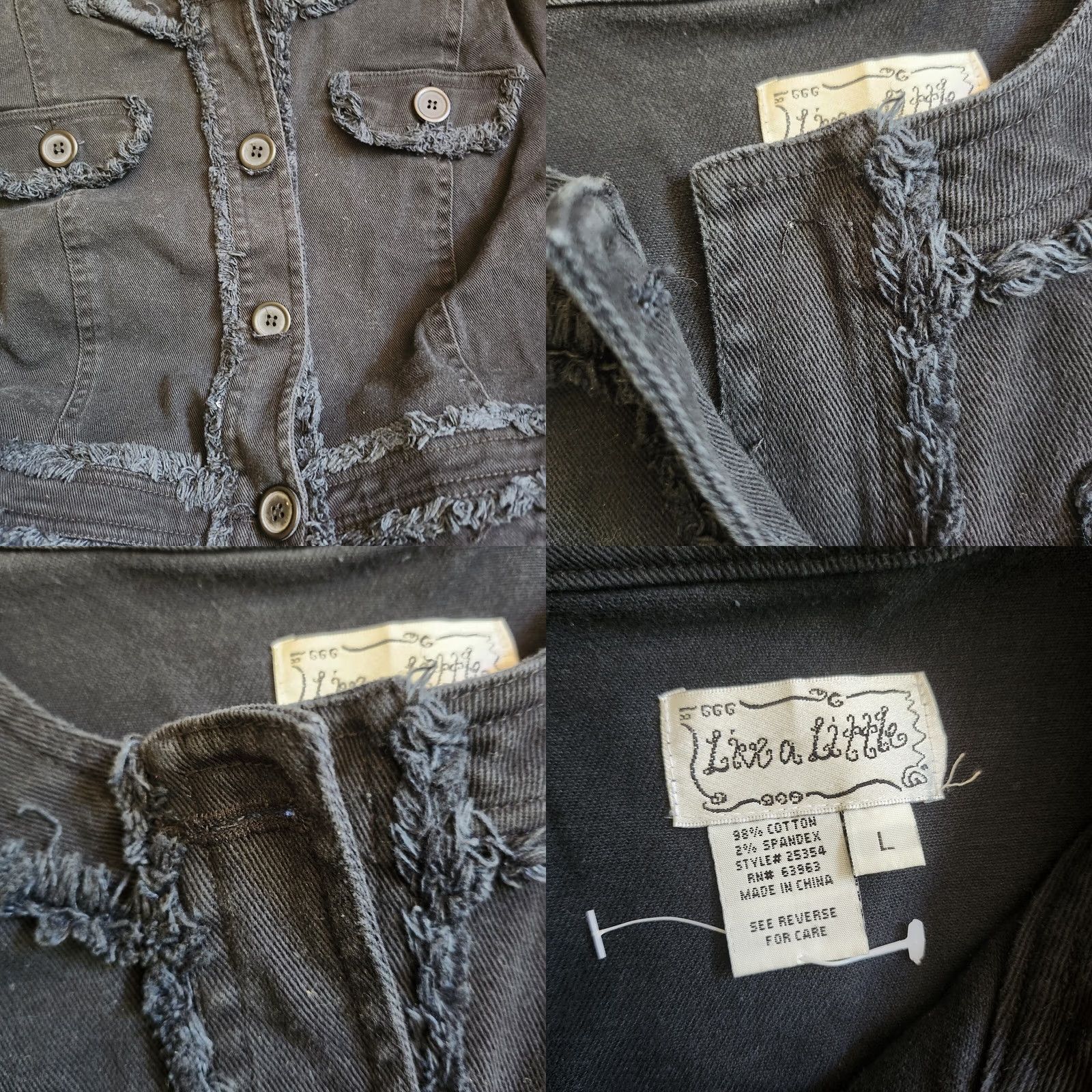 Olive Live a Little Jacket Women's Junior Button Stretch L Black Solid Regular Spring Fall Winter Size L / US 10 / IT 46 - 9 Thumbnail