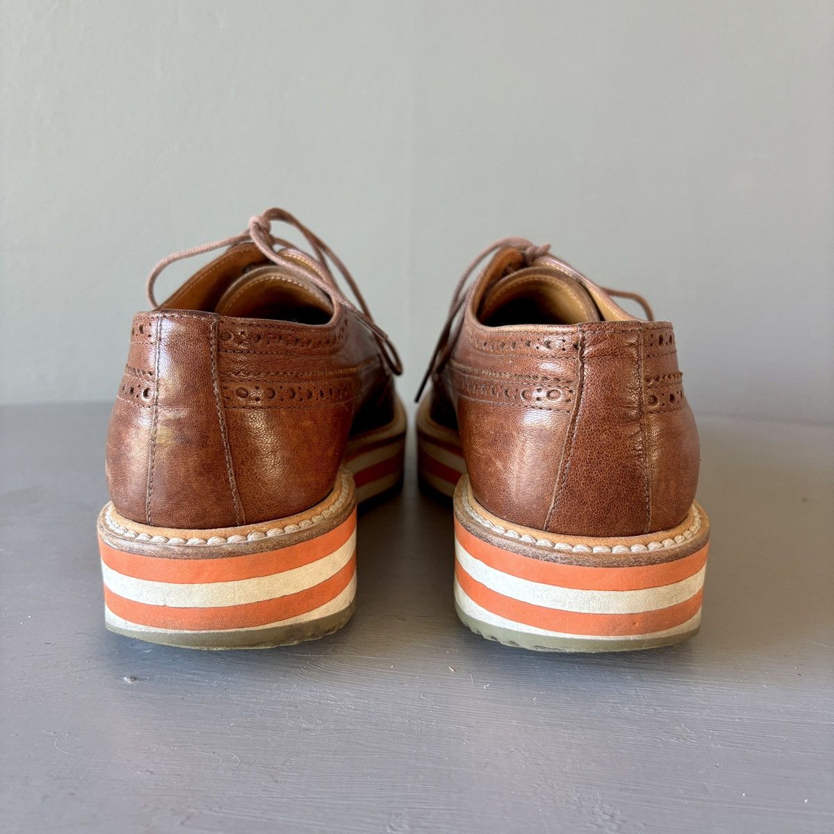 Prada Prada 2EG 015 Brown Leather Espadrille Wingtips Size US 6.5 / EU 39-40 - 4 Thumbnail