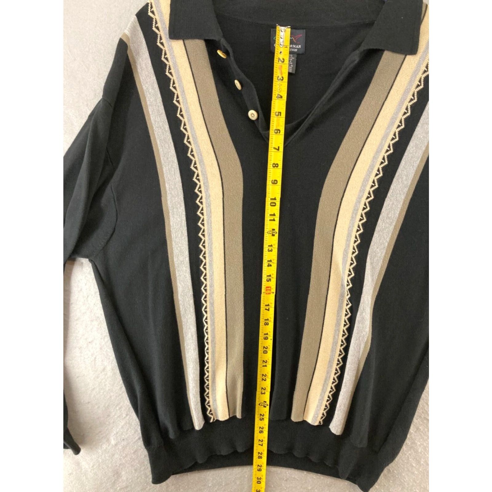 Vintage VINTAGE Greg Norman Mens Sweater XL Black Striped Collared Golf Mens Size US XL / EU 56 / 4 - 3 Thumbnail