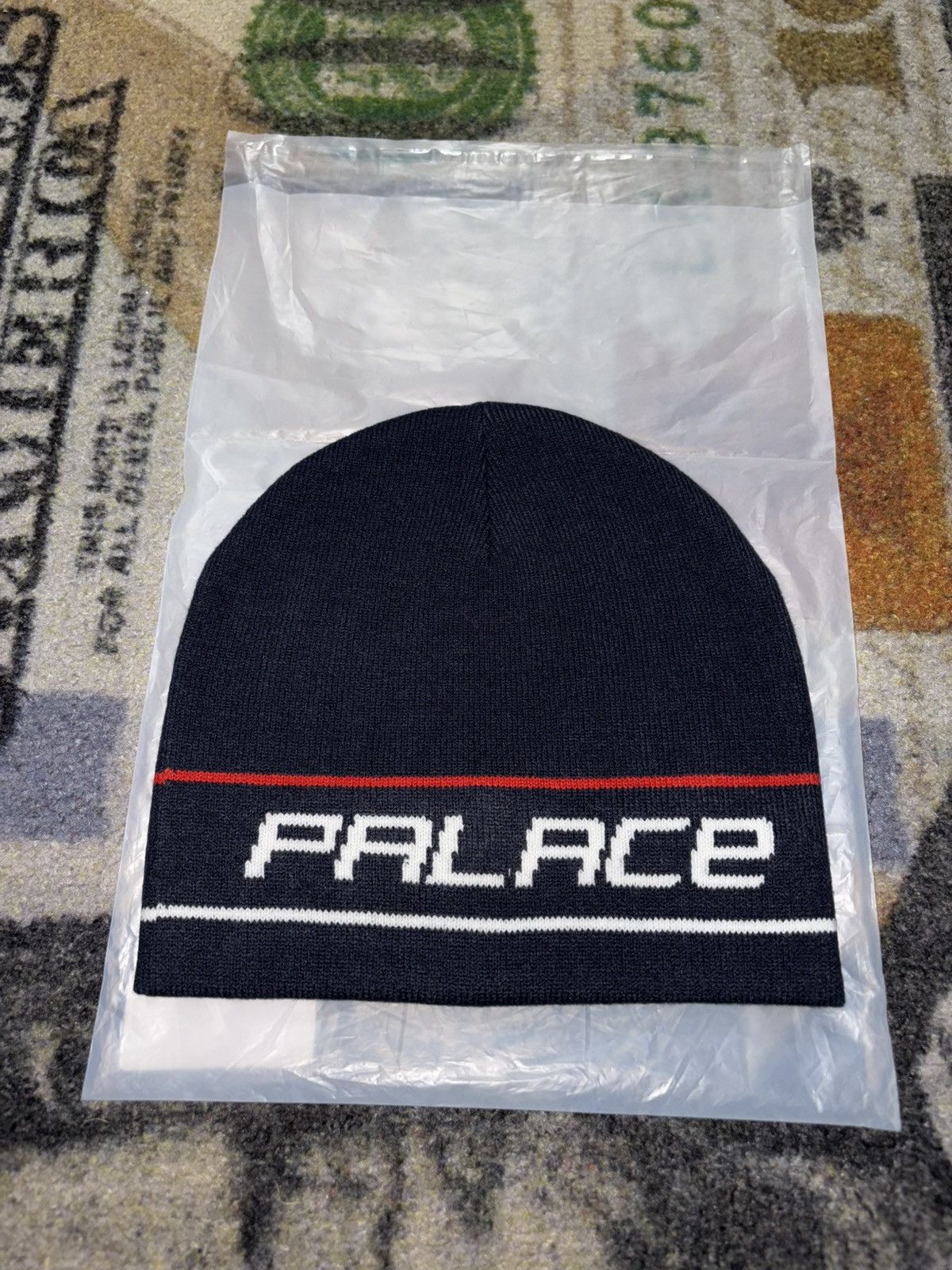 Palace Palace Stripe Nein Cuff Beanie Navy Size ONE SIZE - 1 Thumbnail