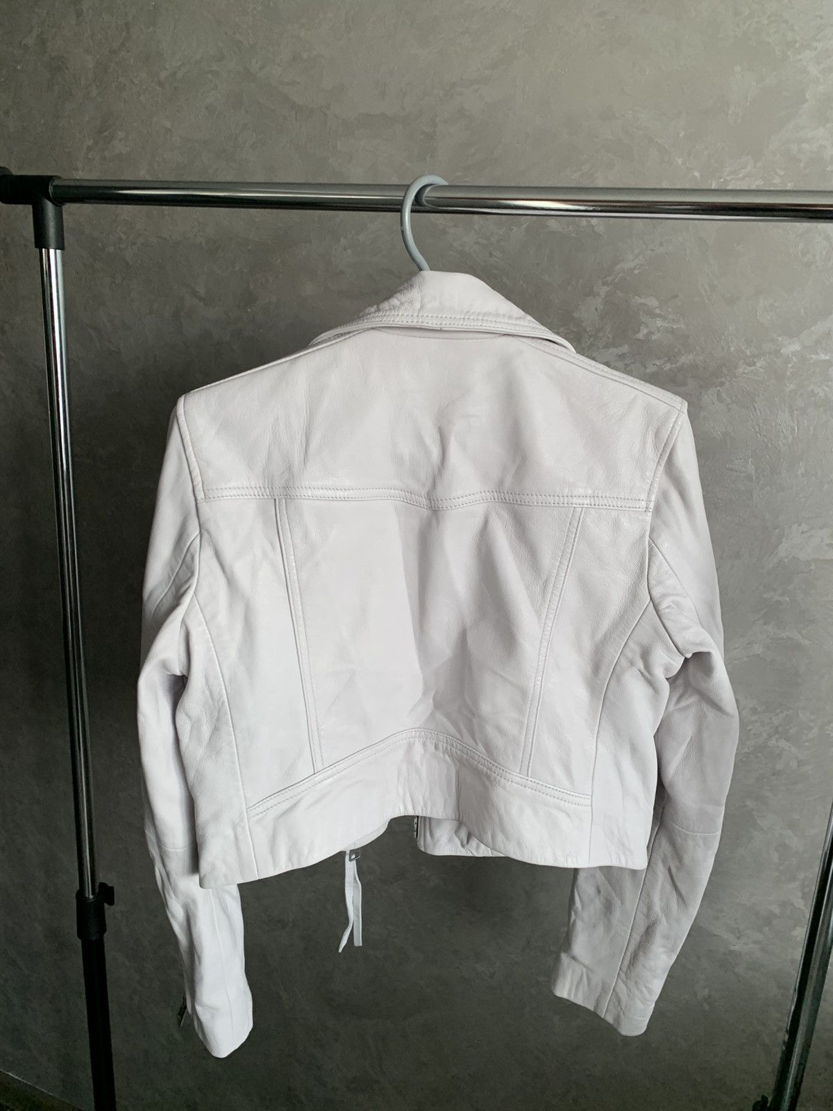 Allsaints AllSaints Leather Dalby Biker Crop White Jacket sz US2/EU34 Size XS / US 0-2 / IT 36-38 - 16 Thumbnail