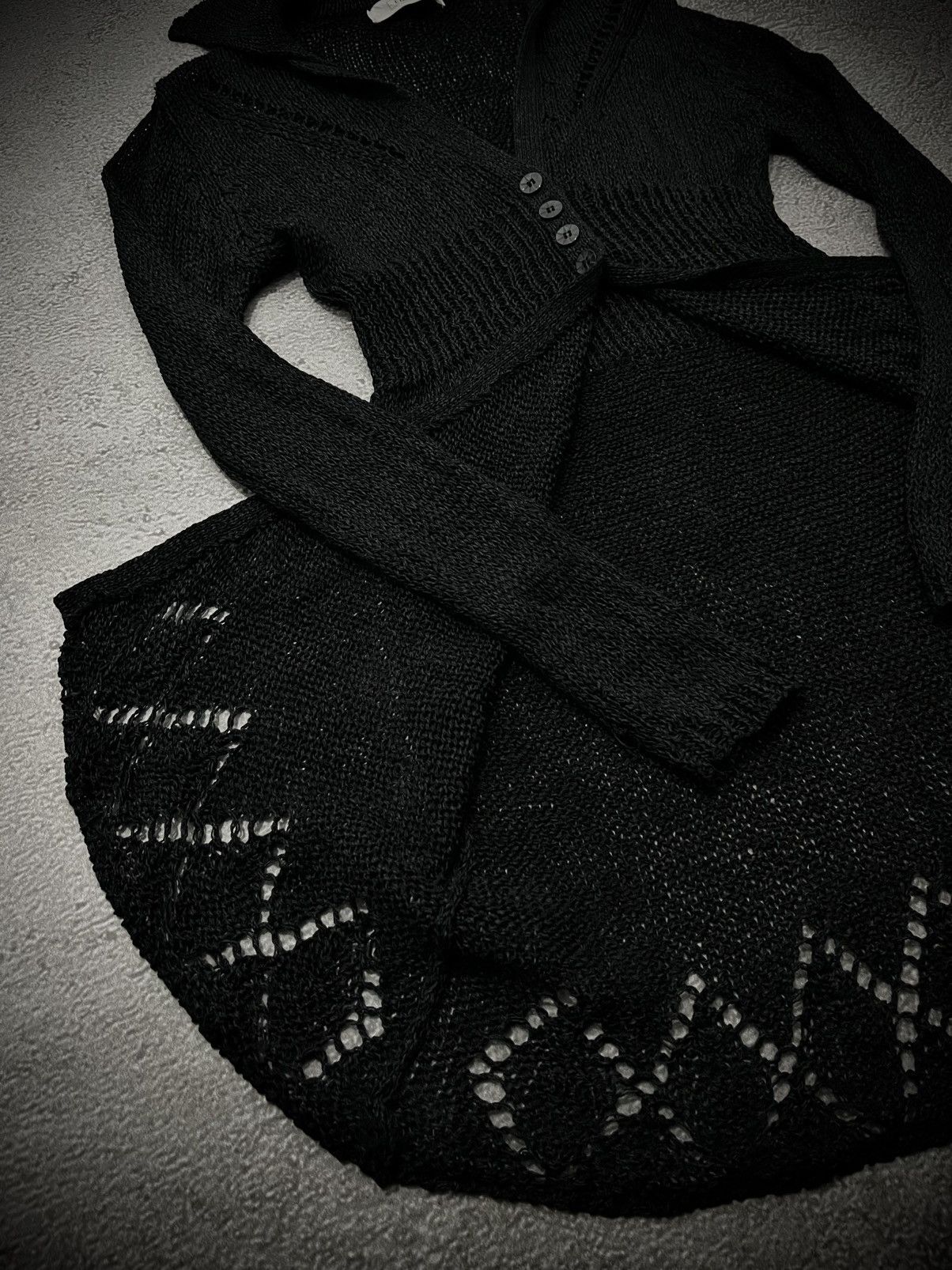 Japanese Brand Eterno Gothic Grunge Black Long Cardigan IfSixWasNine Style Size M / US 6-8 / IT 42-44 - 2 Thumbnail