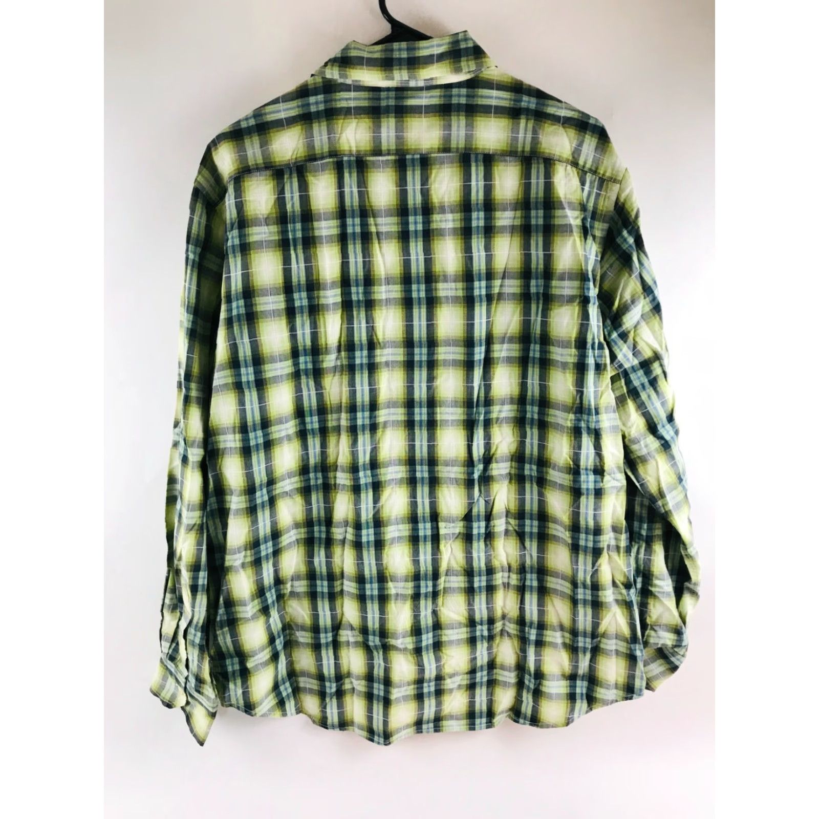 Gap Gap Dress Shirt Men's Size Large Yellow Plaid Button Up Long Sleeve Classic Fit Size 42R - 2 Thumbnail