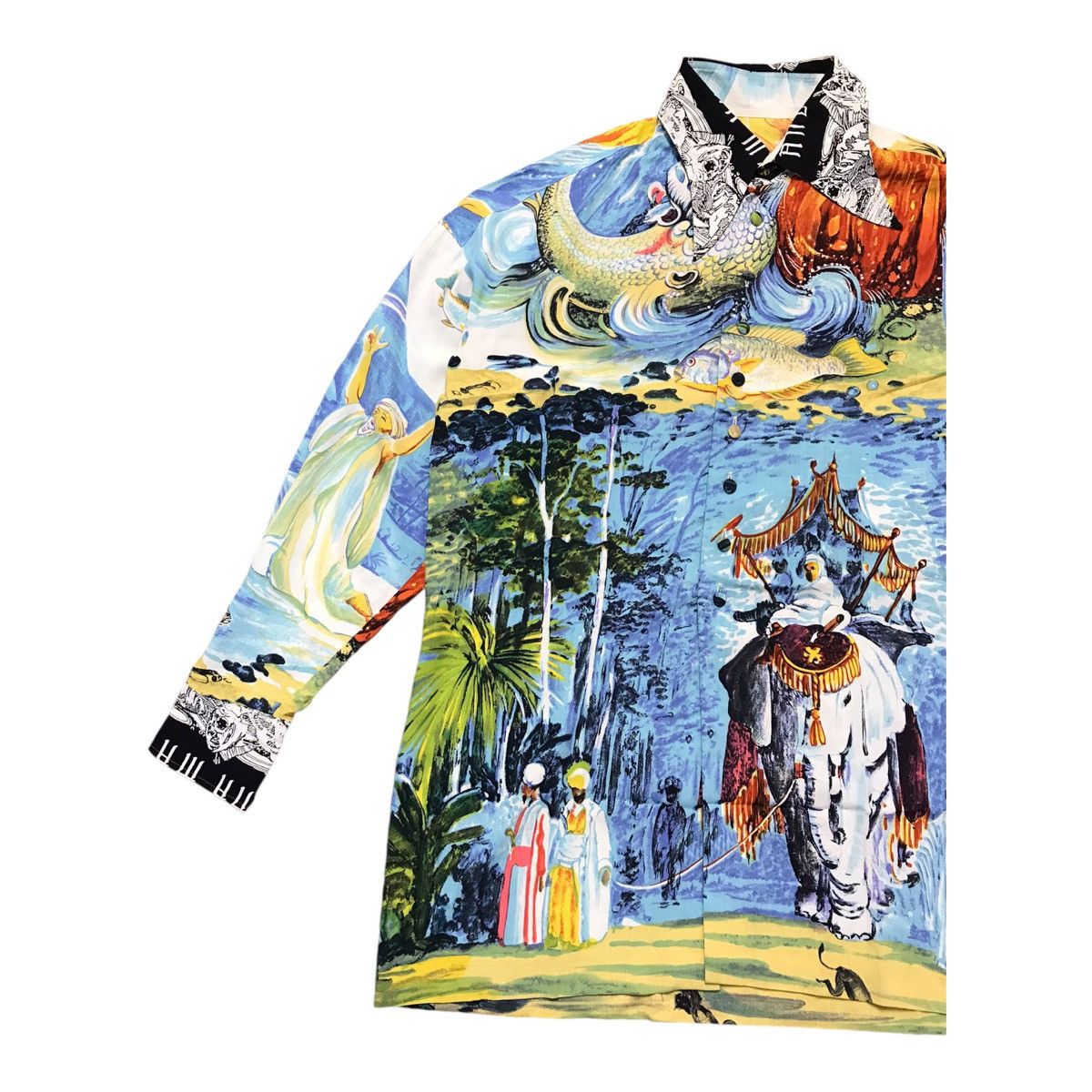 Art Comes First × La Martina 90s Luna Martino Full Print Fish And Man Button Shirt Size US M / EU 48-50 / 2 - 2 Thumbnail