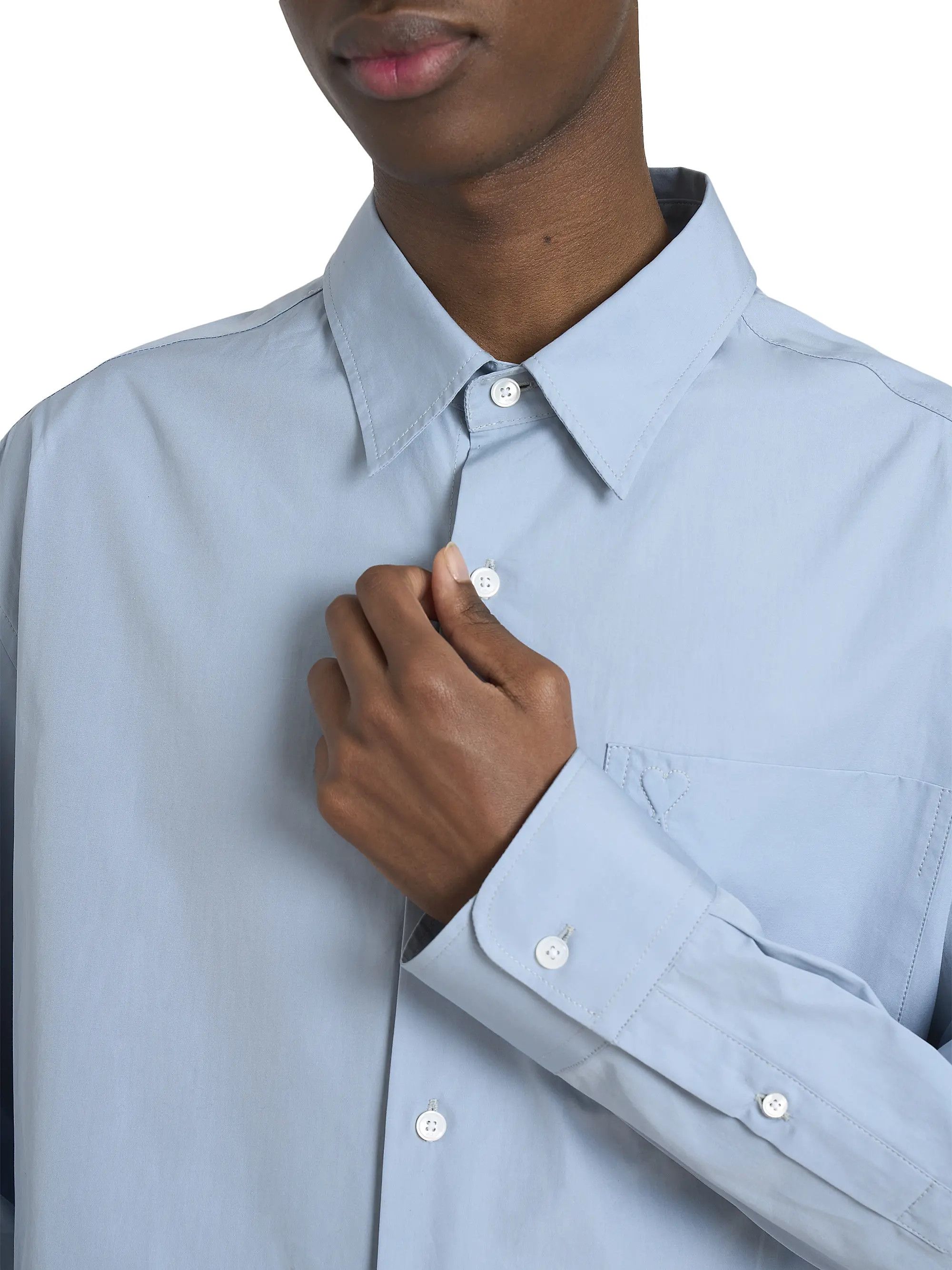 AMI os11x0226 Embossed Ami De Coeur Boxy Shirt in Blue Size US M / EU 48-50 / 2 - 5 Thumbnail