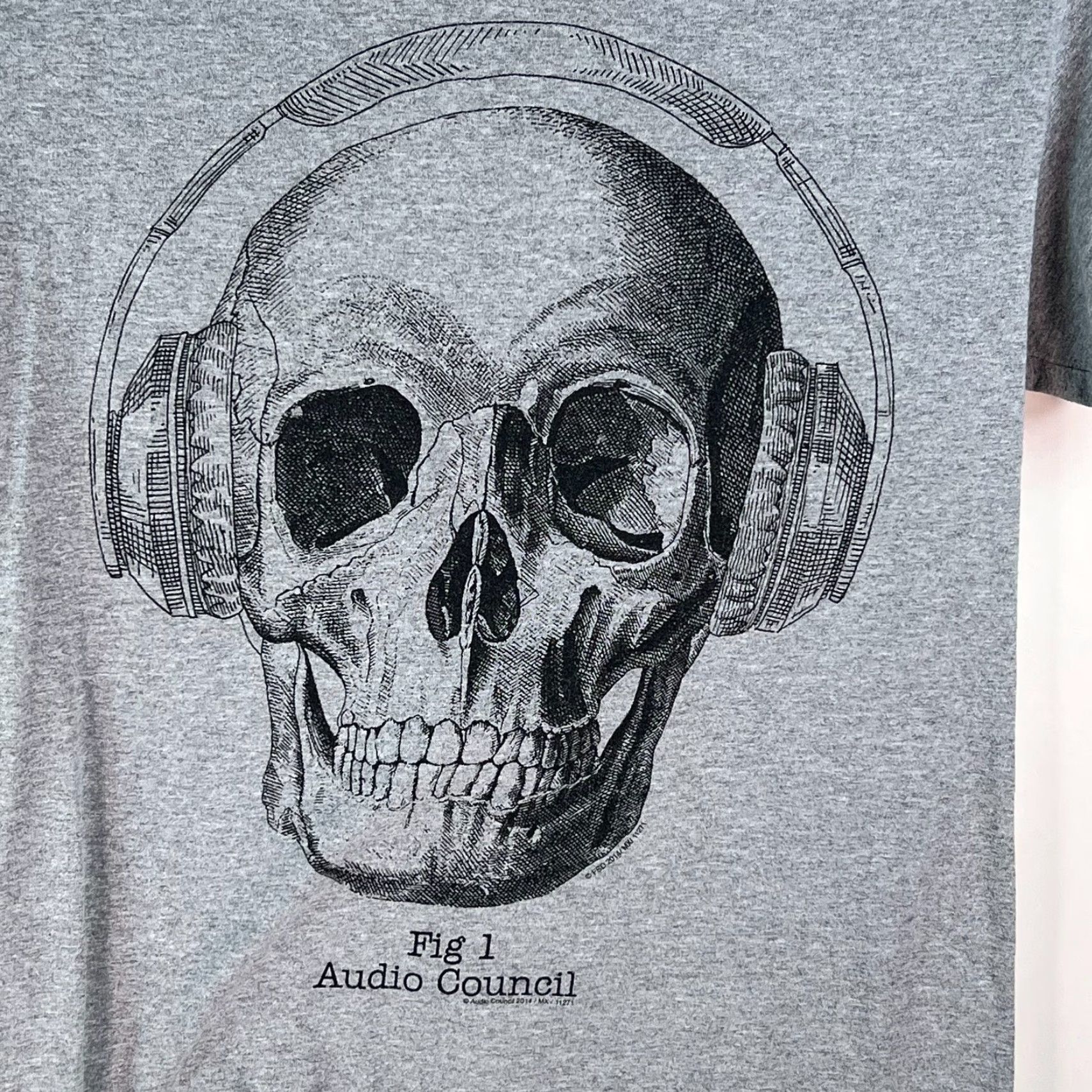 Vintage Audio Council Mens T Shirt Crew Neck Skull Graphic Print Gray M Size US M / EU 48-50 / 2 - 2 Thumbnail