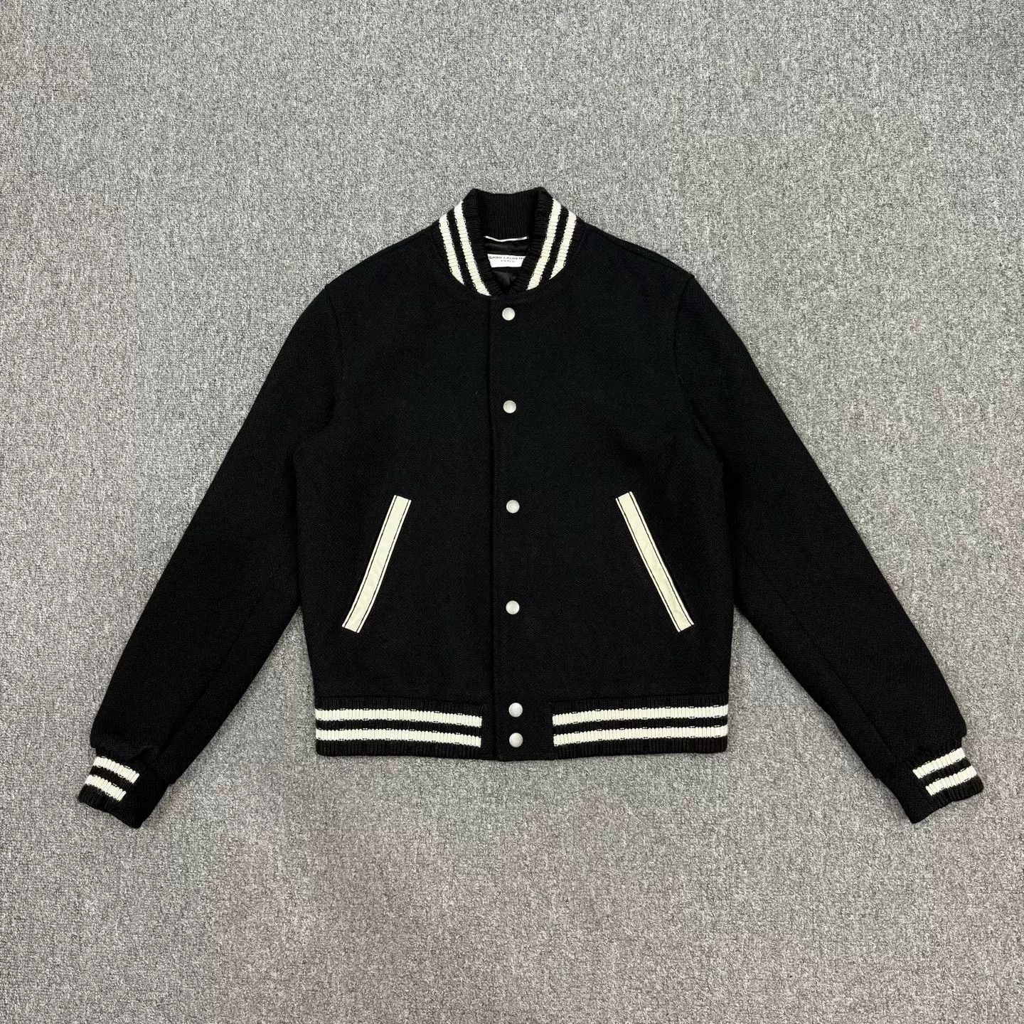 Saint Laurent Paris Saint Laurent Black Baseball Jacket Size US S / EU 44-46 / 1 - 1 Thumbnail