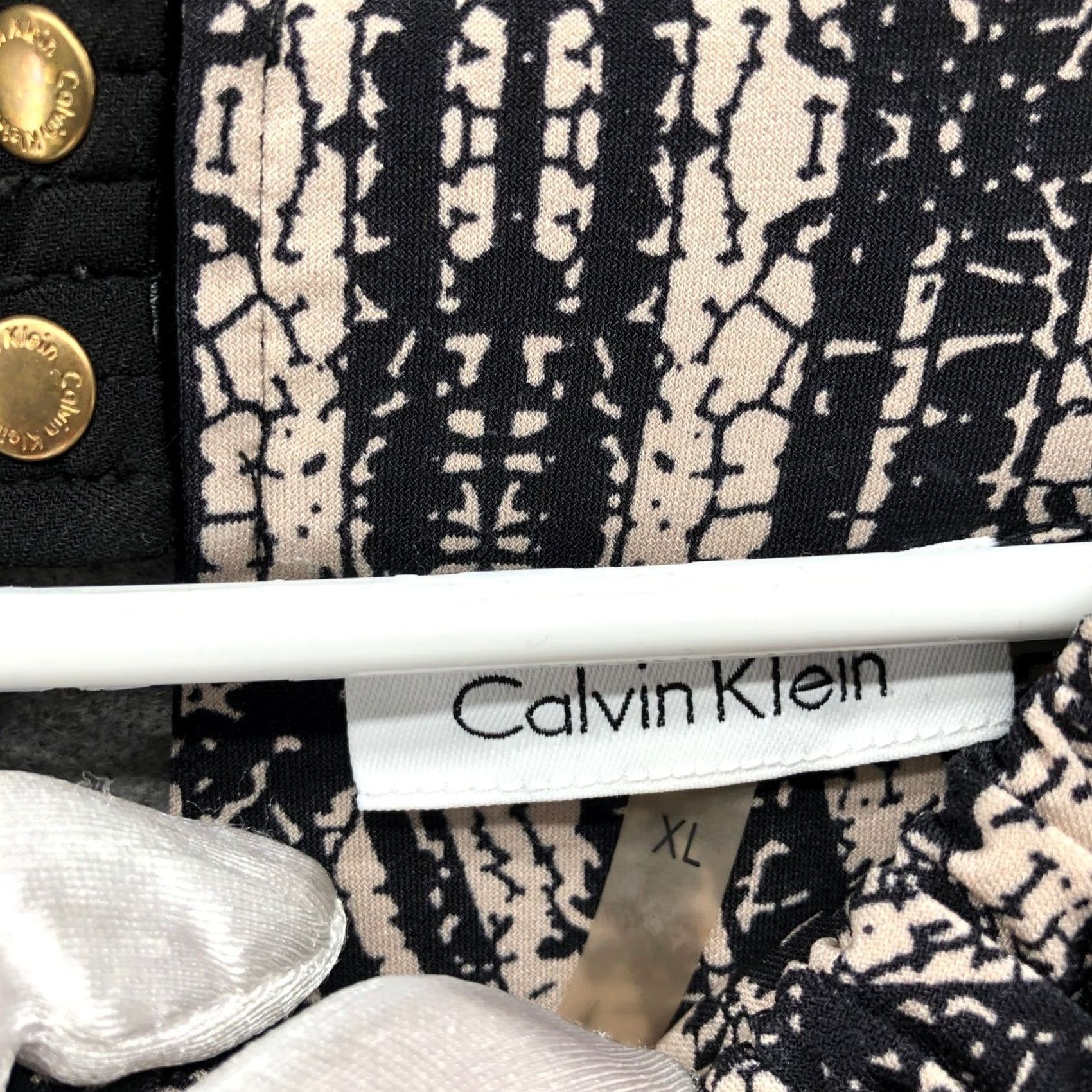 Calvin Klein Calvin Klein Geometric Halter Top Womens XL Black Tan Sleeveless Jersey Blouson Size XL / US 12-14 / IT 48-50 - 3 Thumbnail
