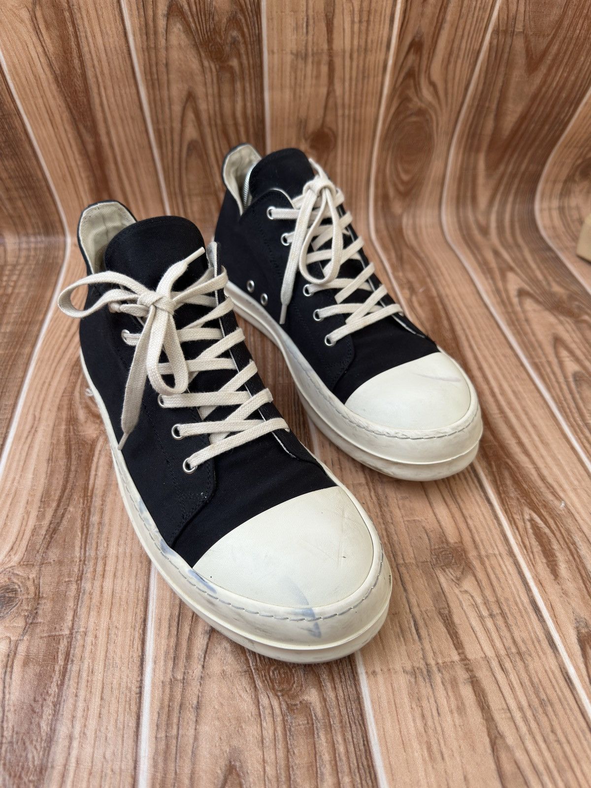 Rick Owens Rick Owens DRKSHDW Ramones (Licence Plate) Lowtops Size US 11 / EU 44 - 3 Thumbnail