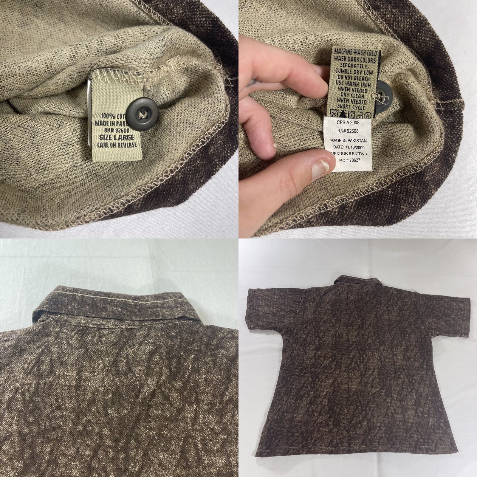 Vintage Decoded Polo Shirt Mens L Polo Brown Horse Warrior AOP Size US L / EU 52-54 / 3 - 9 Thumbnail