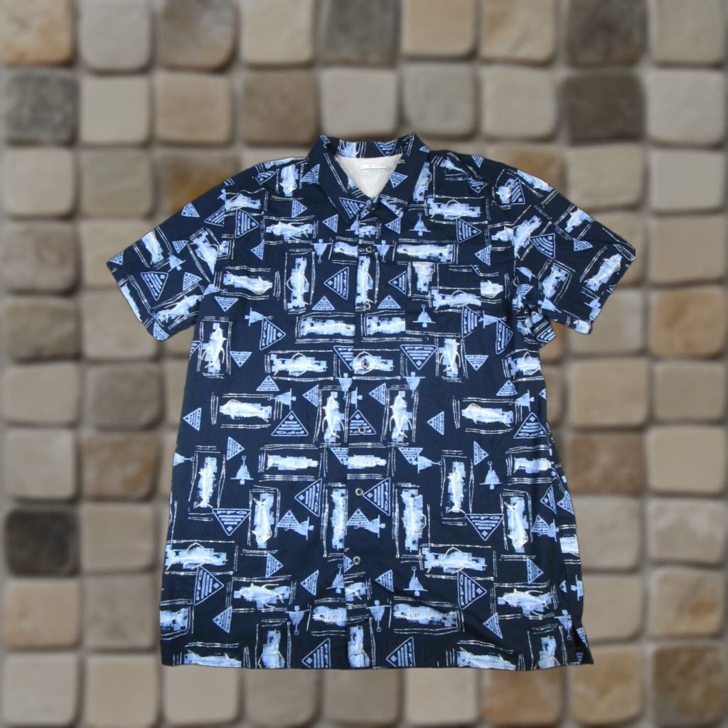 Vintage Columbia PFG Omni-Shade Button-Up Shirt Mens XXL Blue Cotton Fish 2XL Button-Down Collared Short Sleeve Size US XXL / EU 58 / 5 - 1 Thumbnail