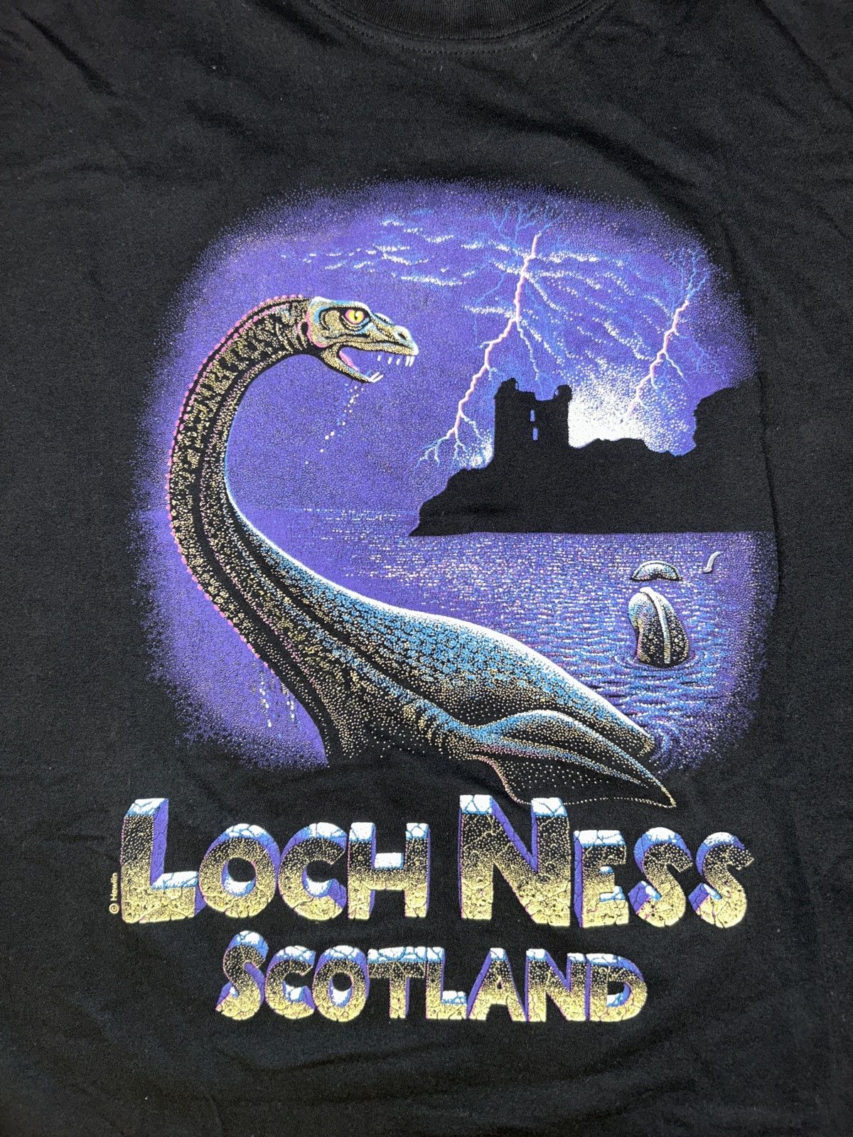 Vintage Vintage 90’s Loch Ness monster lightning shirt Size US XL / EU 56 / 4 - 1 Thumbnail