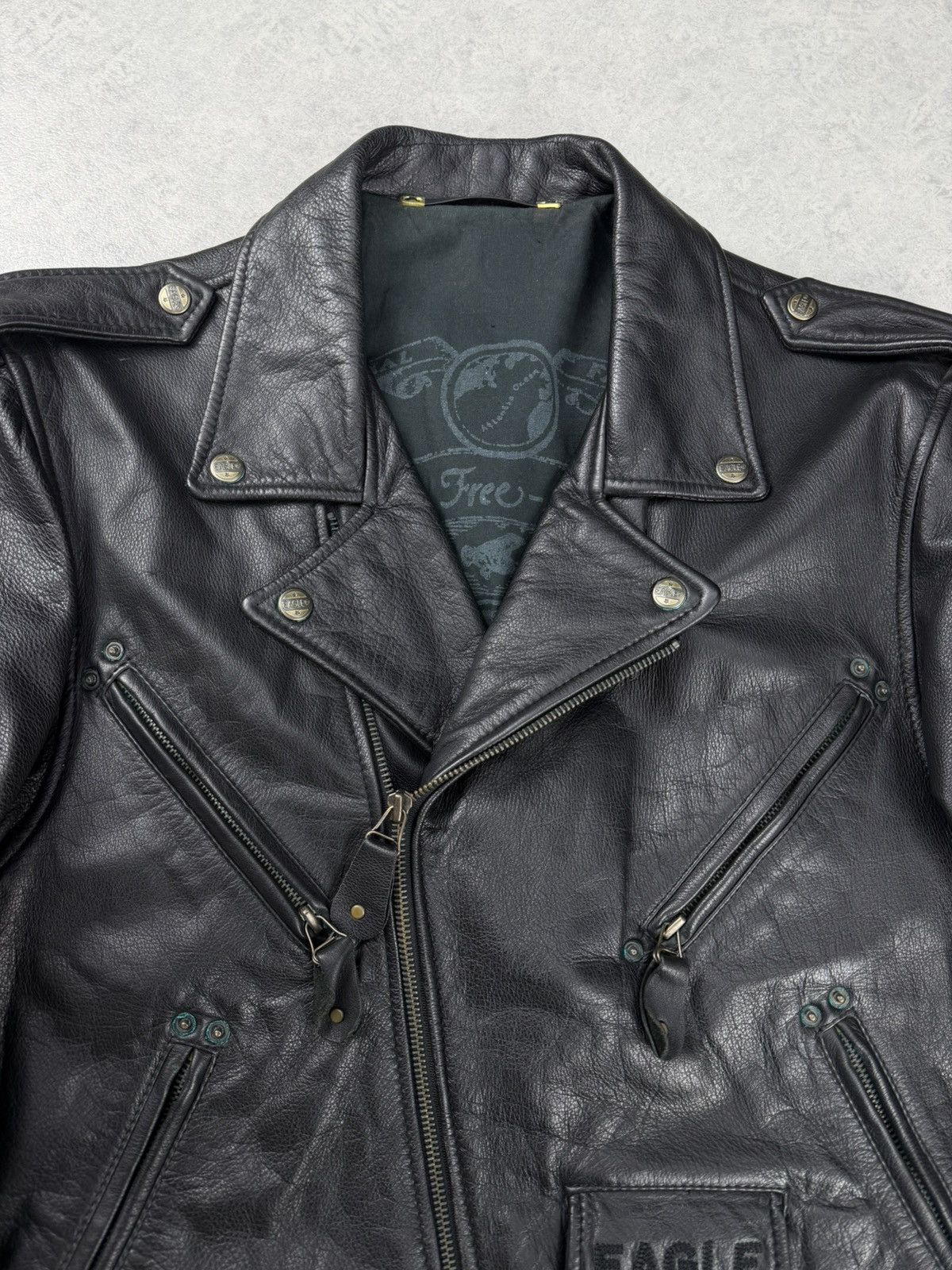 Genuine Leather Vintage Eagle Force Leather Motorcycle Biker Jacket Black Size US M / EU 48-50 / 2 - 5 Thumbnail