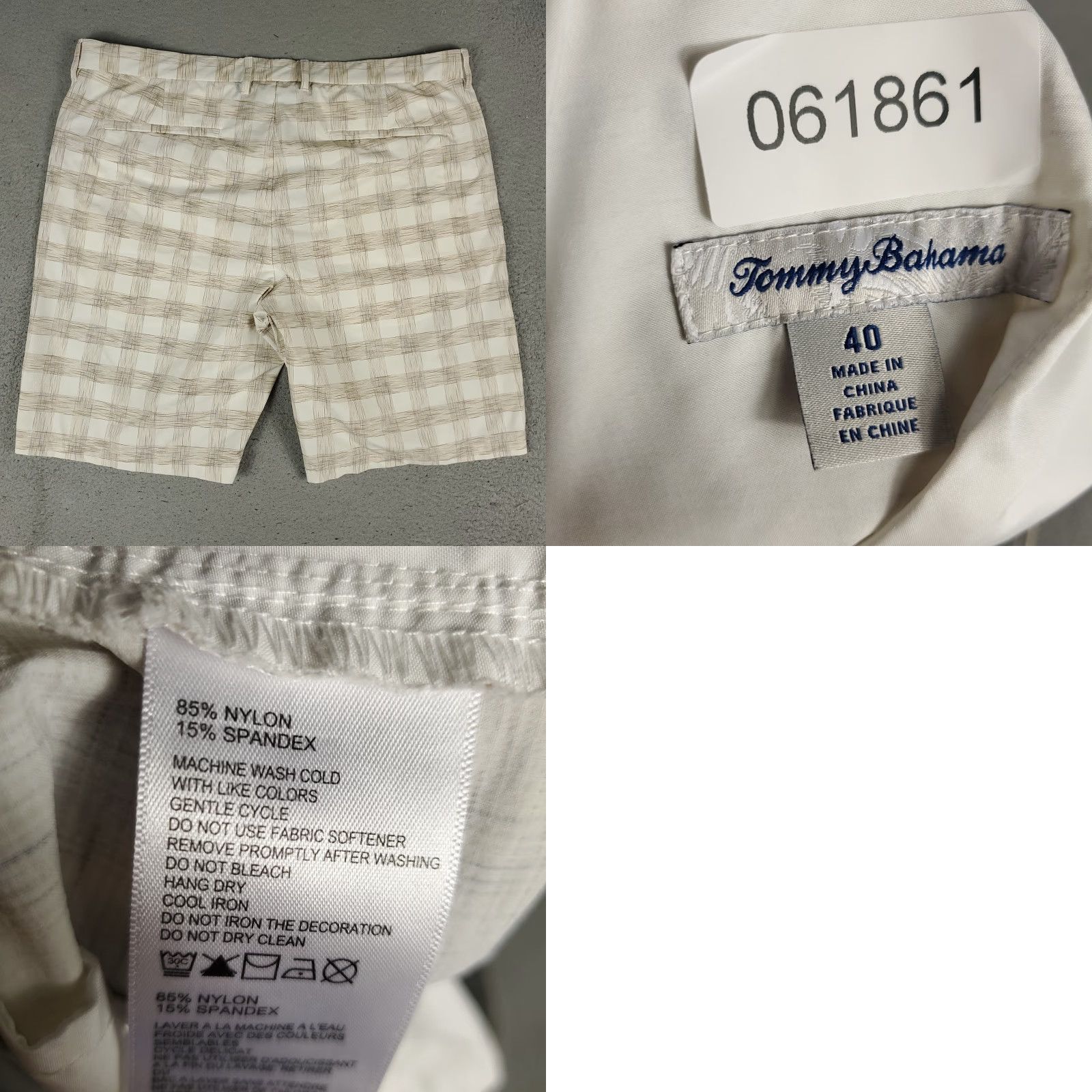 Tommy Bahama VINTAGE Tommy Bahama Shorts Mens Size 40 Beige Plaid Nylon Casual Flat Front Chino Mens Size US 40 / EU 56 - 8 Thumbnail