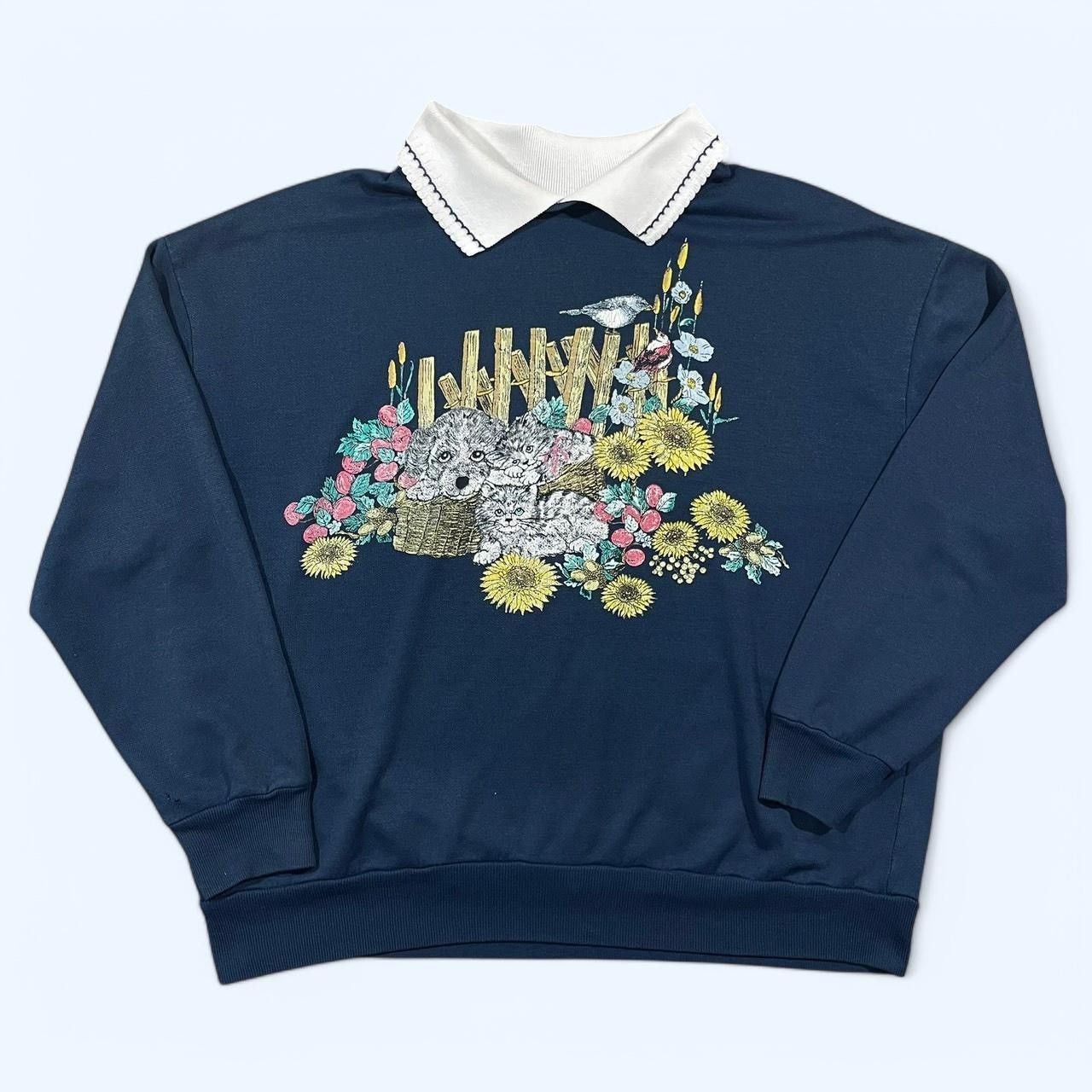 Basic Editions × Vintage Vintage 90’s Puppy, Kitty & Flowers T-Shirt Size S / US 4 / IT 40 - 1 Thumbnail