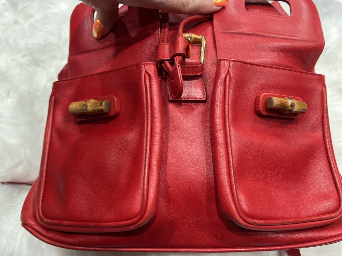 Gucci Vintage Gucci Red Bamboo Backpack – Y2K Tom Ford Era Size ONE SIZE - 12 Thumbnail