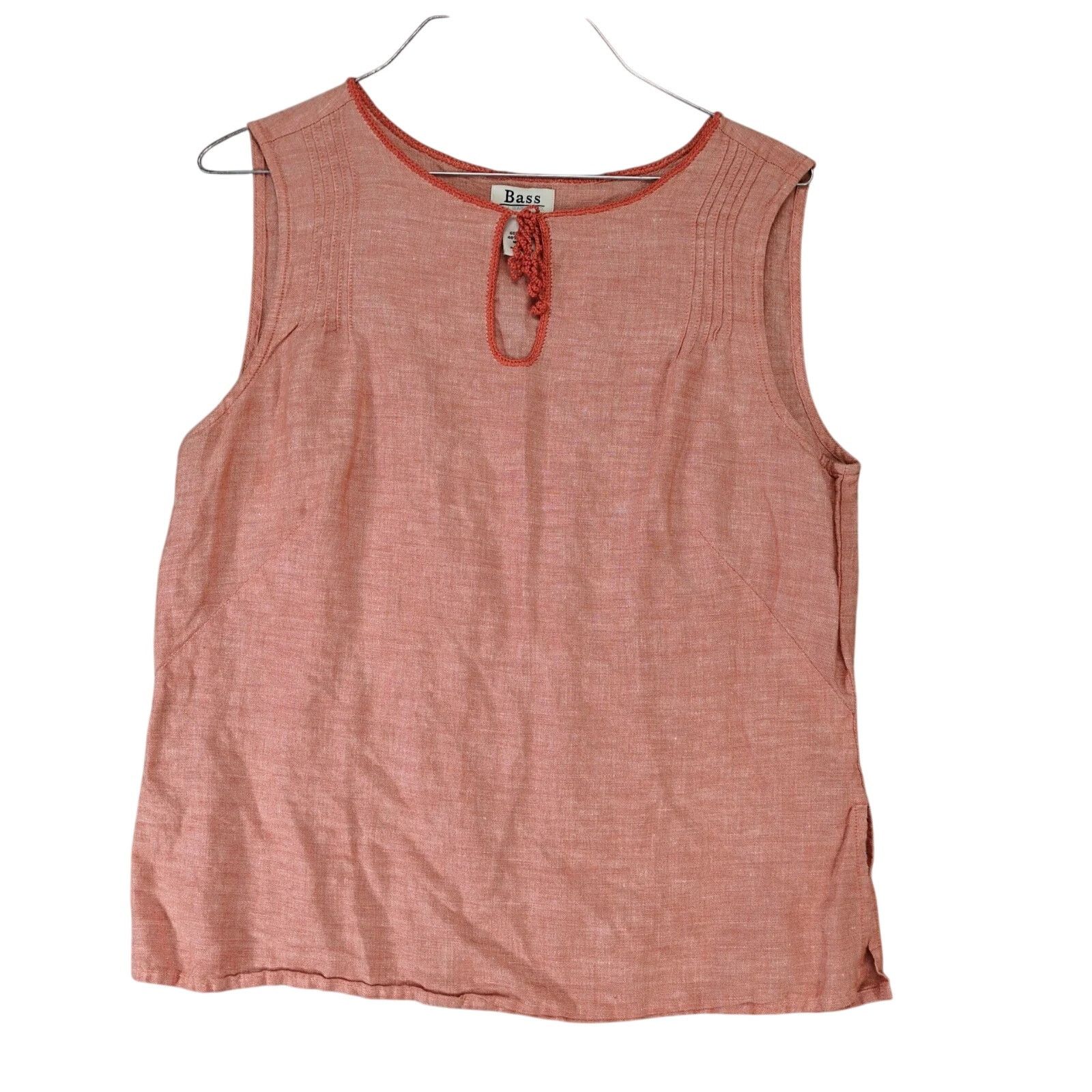 G.H. Bass & Co. Bass Orange Linen Cotton Tank Top Women's M Keyhole Tie Neck Size M / US 6-8 / IT 42-44 - 1 Thumbnail