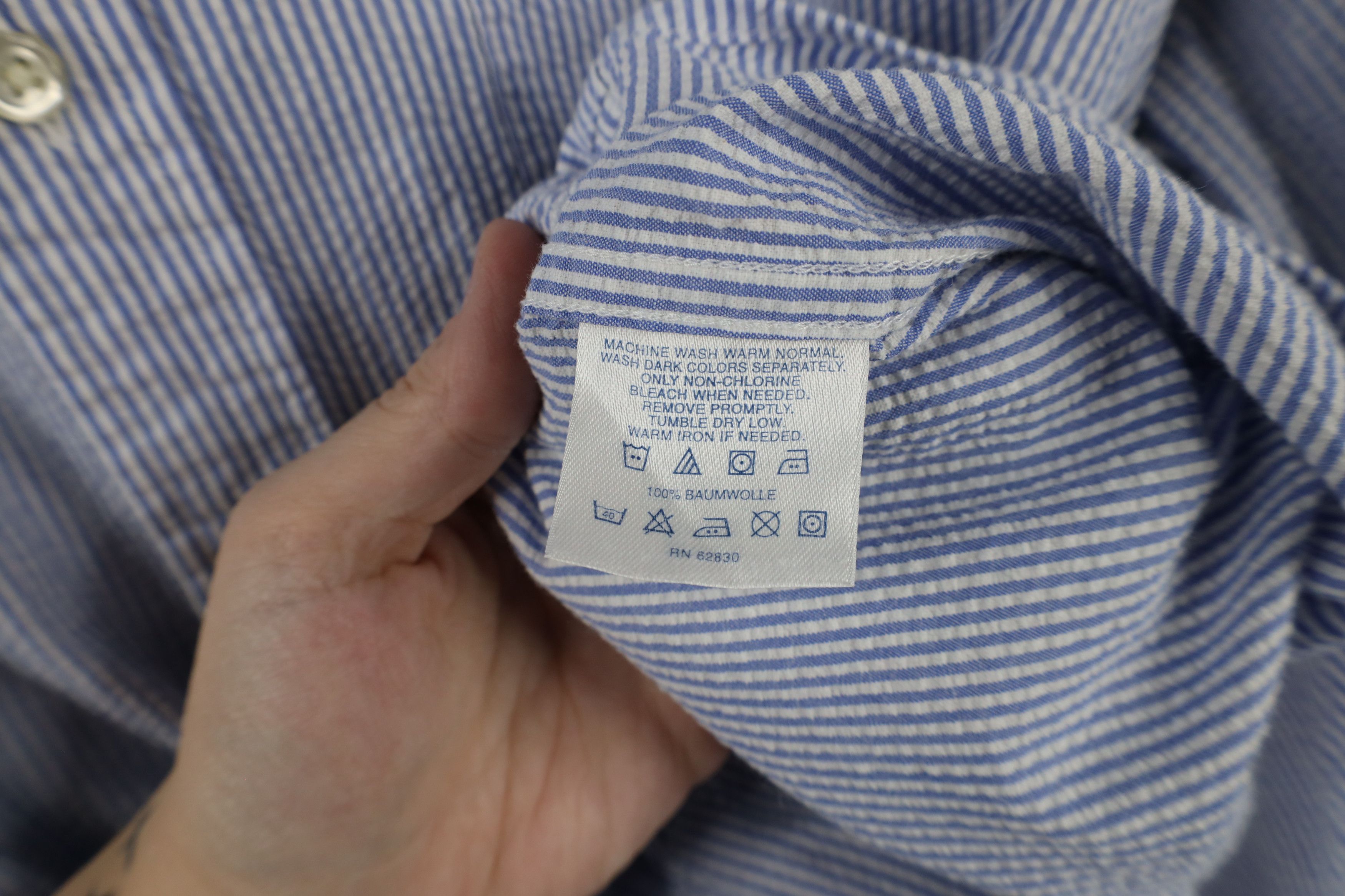 Lands' End × Vintage Vintage Lands End Seer Sucker Short Sleeve Button Down Shirt Size US L / EU 52-54 / 3 - 9 Thumbnail