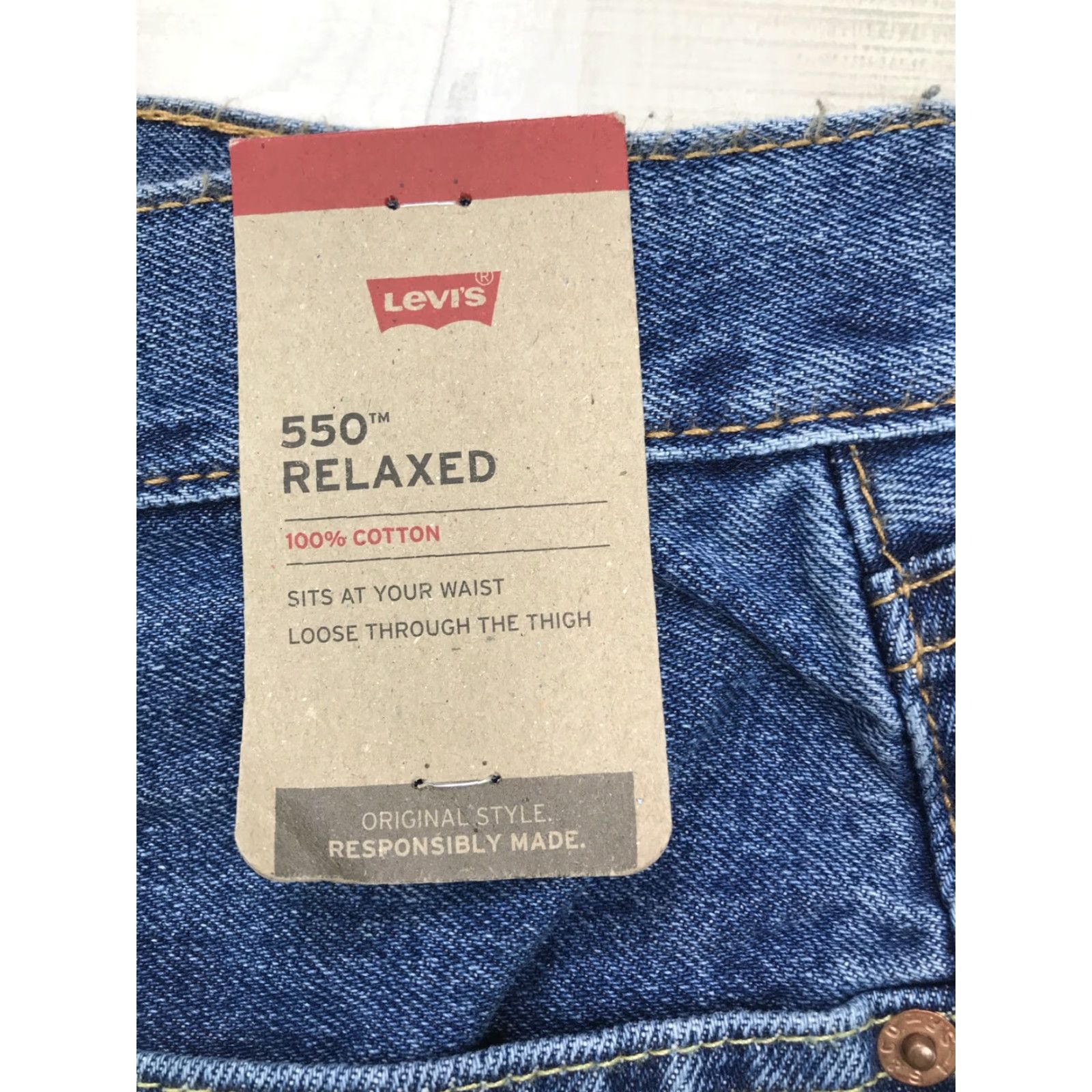 Levi's Levi's 550 Relaxed Straight Leg Jeans Mens 40x32 Blue Denim Cotton Blend Zip Closure Regular Inseam 32 Mens Straight Jeans Size US 40 / EU 56 - 6 Thumbnail