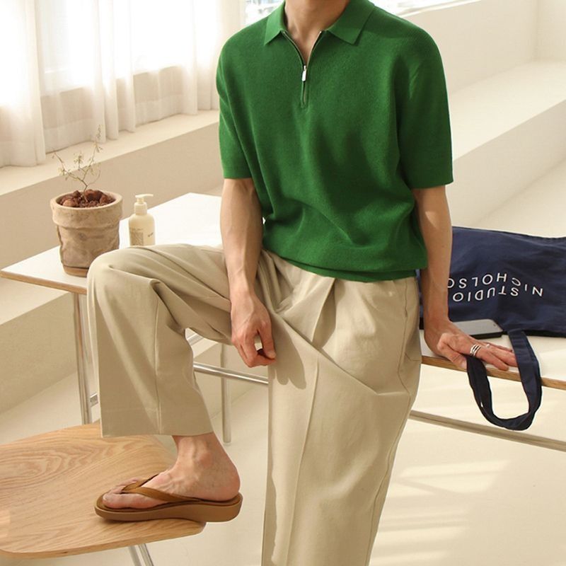 image of Tee Green Half Zip Polo Shirt, Men's (Size Medium)