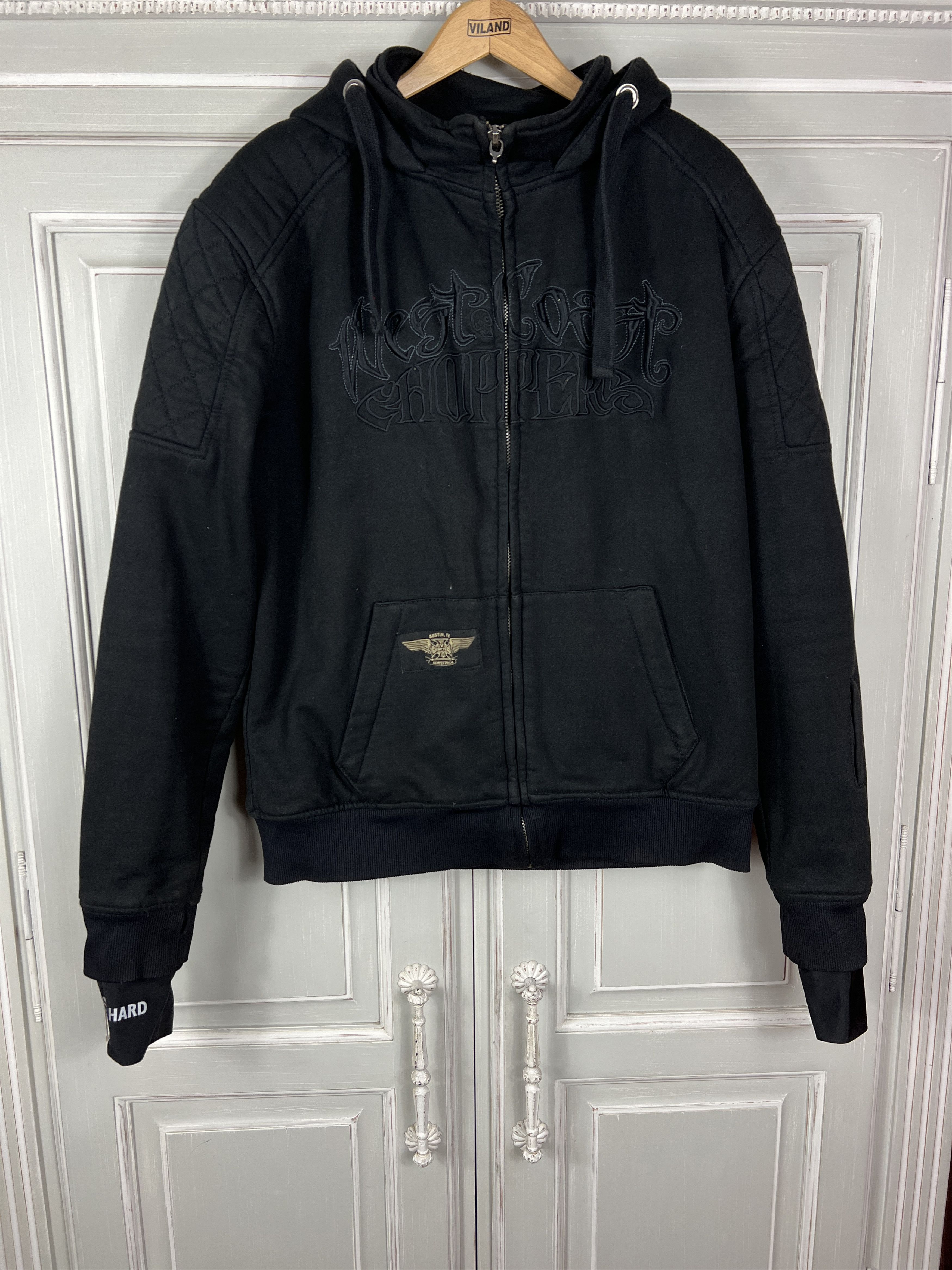image of West Coast Choppers Ride Hard Zip Hoodie Y2K in Black, Men's (Size Medium)