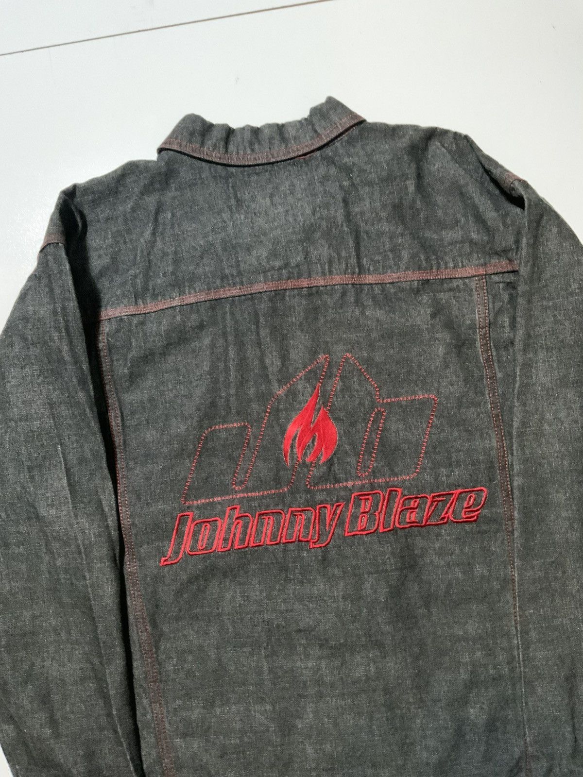 Vintage Y2K Johnny Blaze Flames Method Man Denim Trucker Jacket Size US L / EU 52-54 / 3 - 4 Thumbnail