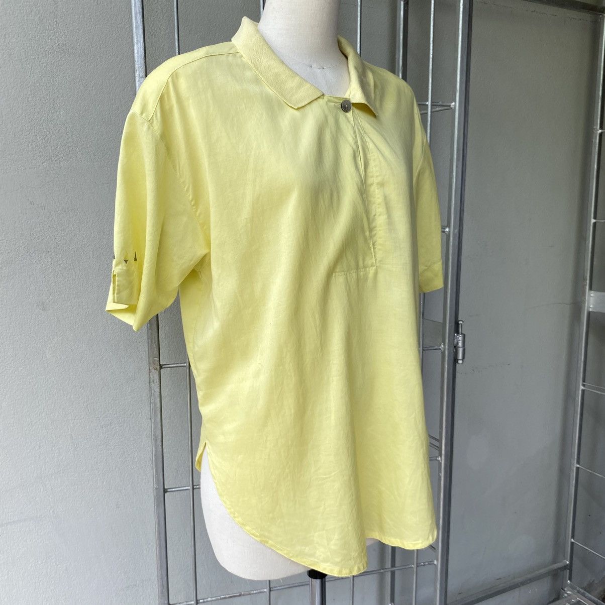 Lancel LANCEL Yellow Embroidered Short-Sleeve Shirt with Logo Back Size L / US 10 / IT 46 - 19 Thumbnail