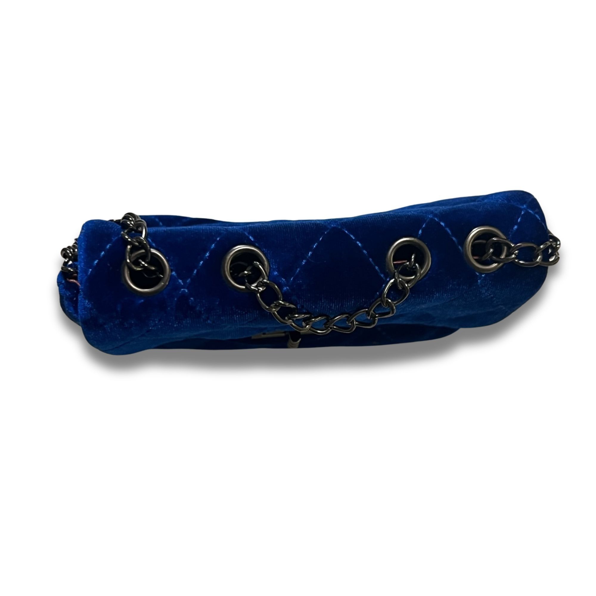 Other Blue Velvet Quilted Crossbody Handbag With Chain Strap & Gol Size ONE SIZE - 4 Thumbnail