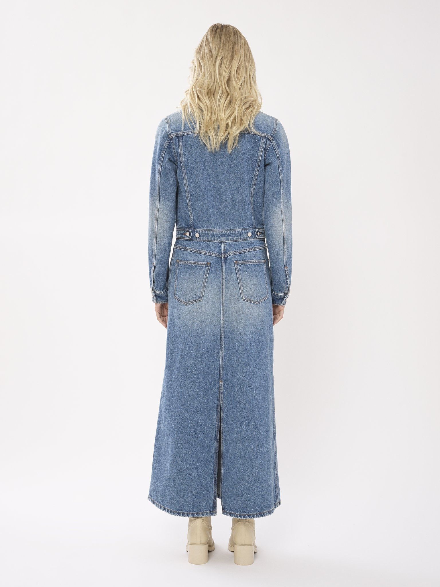 oc11z0525 Long Shirt Dress in Blue