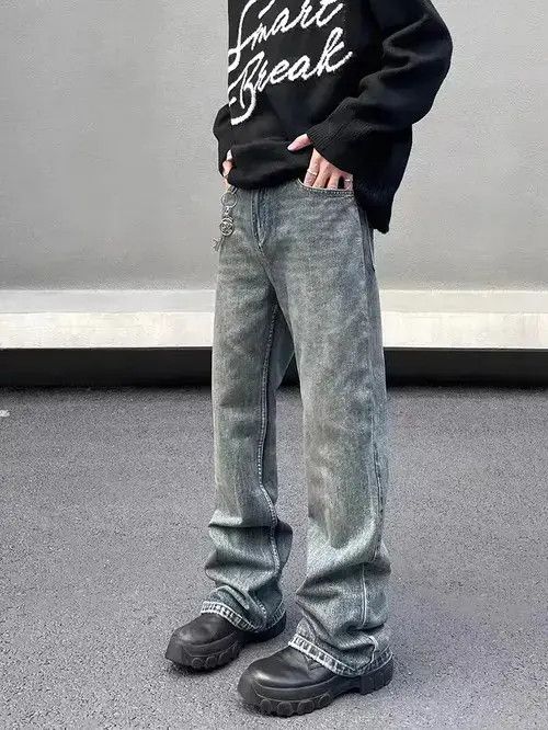 VIBE Retro high street washed distressed micro-flared jeans Size US 32 / EU 48 - 2 Thumbnail