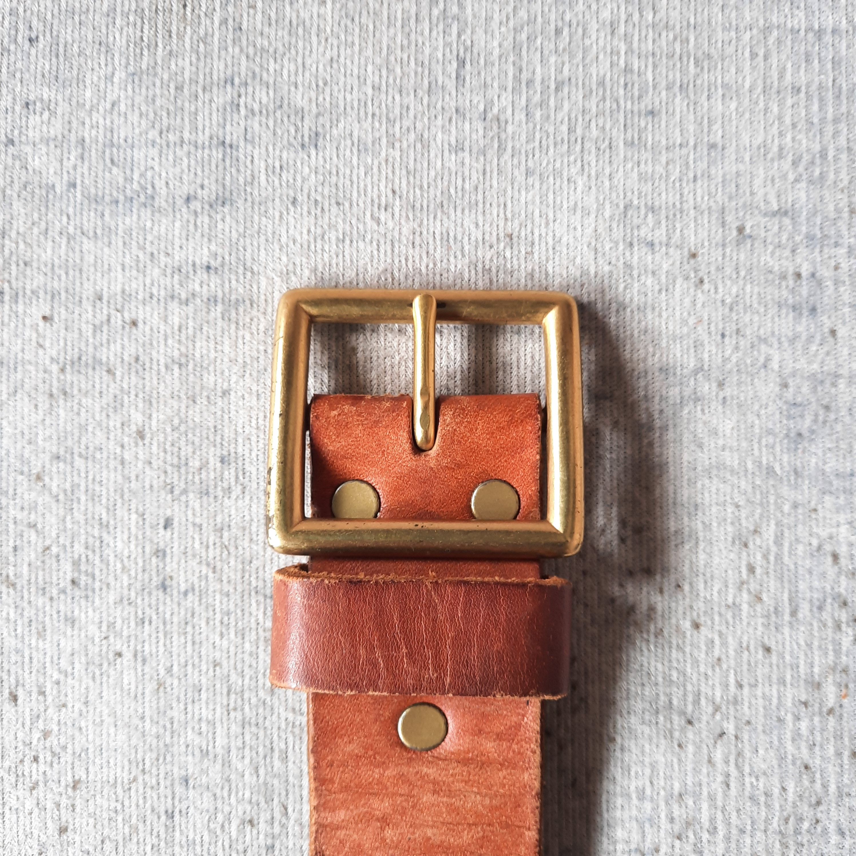 Japanese Brand ⚒️ Solid brass garrison handcraft leather belt Size ONE SIZE - 2 Thumbnail