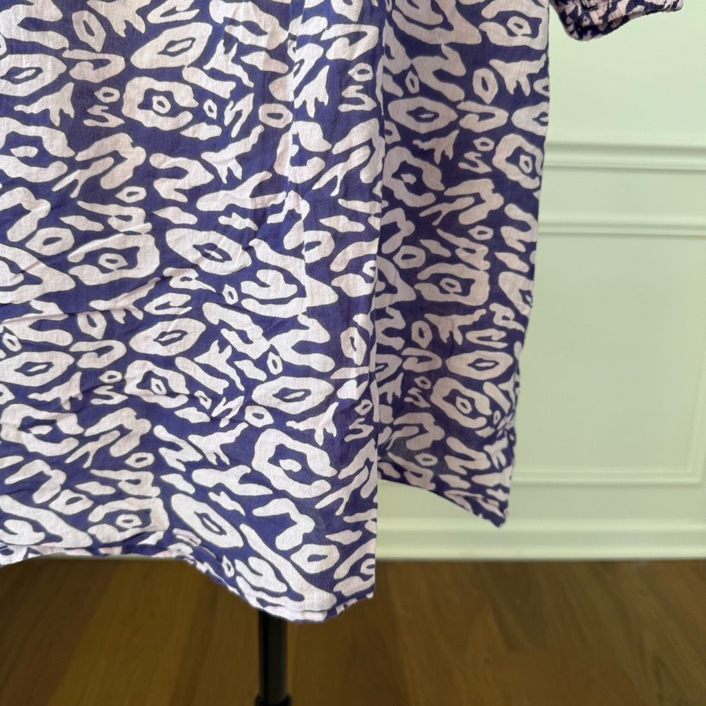 Other Hiho Purple Abstract 3/4 Sleeve Elastic Neck Cuff Shift Dress Cotton M Size M / US 6-8 / IT 42-44 - 3 Thumbnail