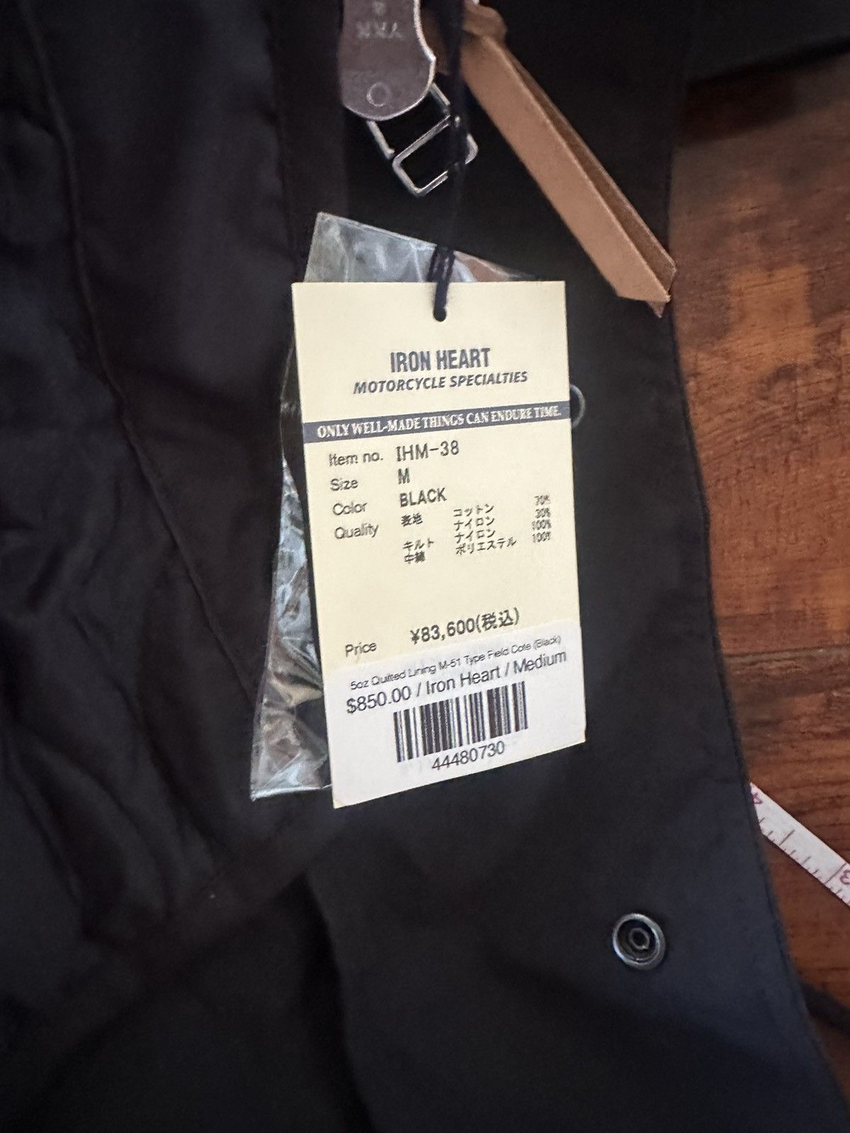 Iron Heart IHM-38-BLK - 5oz Quilted Lining M-51 Type Field Coat Size US M / EU 48-50 / 2 - 8 Thumbnail