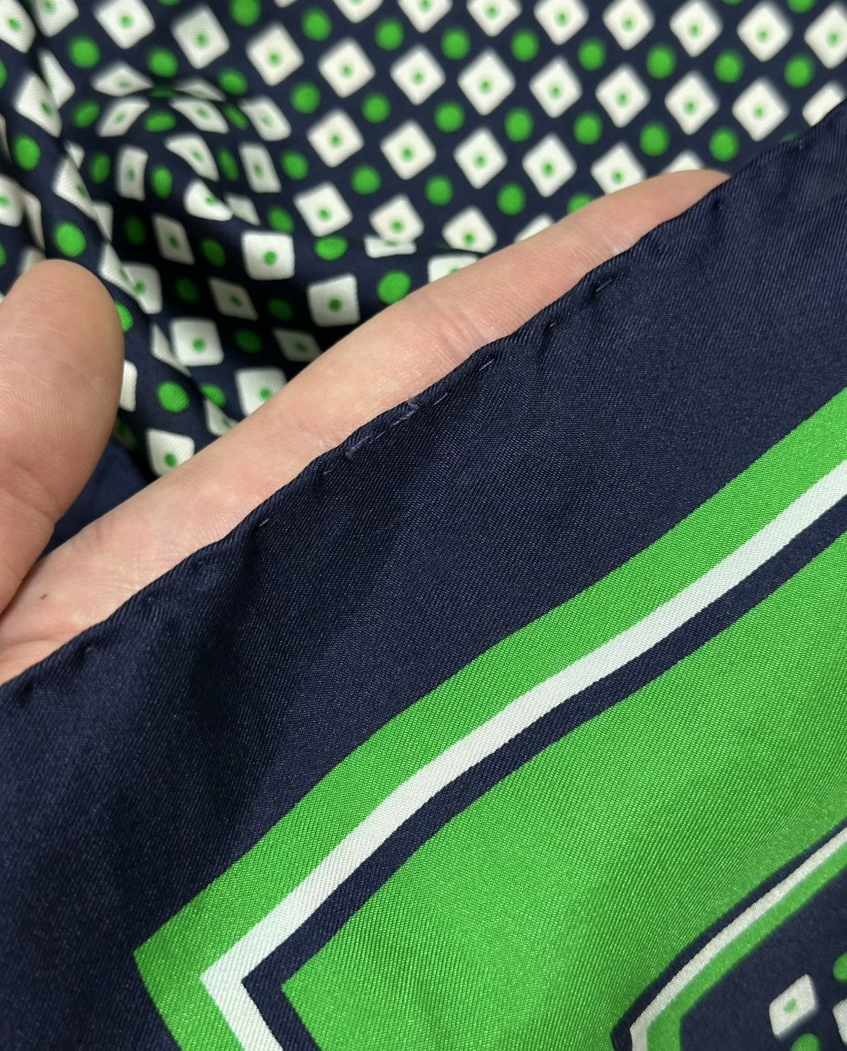 Yves Saint Laurent YSL Yves Saint Laurent Silk Scarf 86x84 cm Blue Green Square Size ONE SIZE - 9 Thumbnail