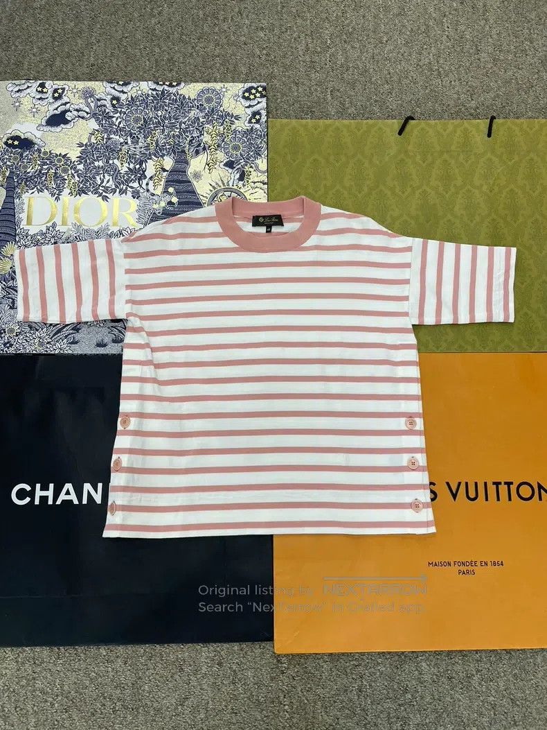 Loro Piana LORO PIANA Striped Short Sleeve Button Top Size XS / US 0-2 / IT 36-38 - 1 Thumbnail