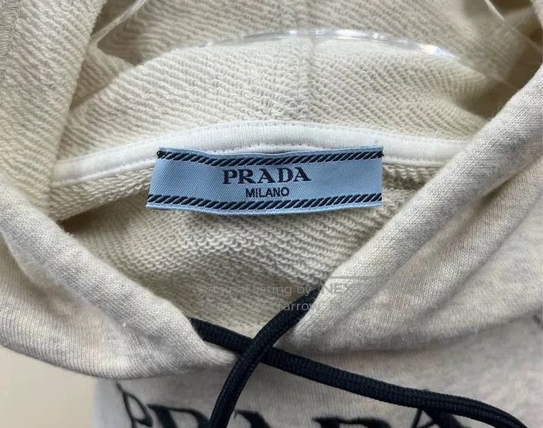 Prada Prada Gray Logo Striped Cuff Hoodie. Size US S / EU 44-46 / 1 - 3 Thumbnail
