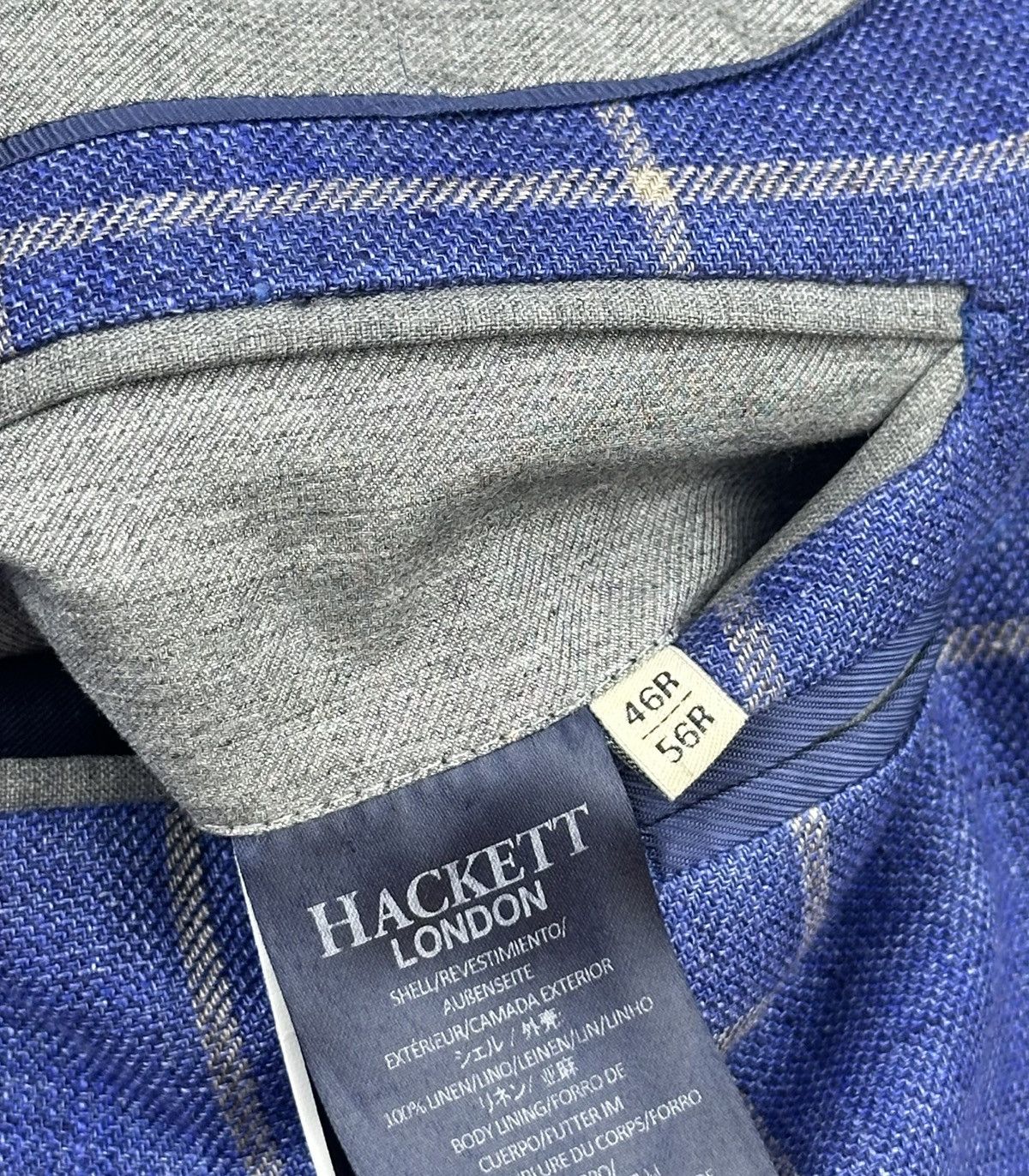 Hackett Hackett Mayfair Linen Blazer Jacket Blue Check 46R / 56R Size 46R - 16 Thumbnail