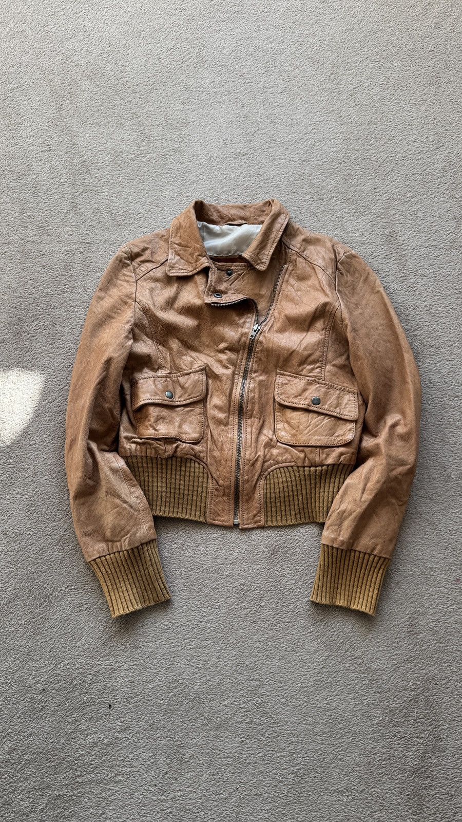 Genuine Leather Y2K Vintage Moto Biker Leather Jacket Gucci Miu Miu style Size XL / US 12-14 / IT 48-50 - 2 Thumbnail